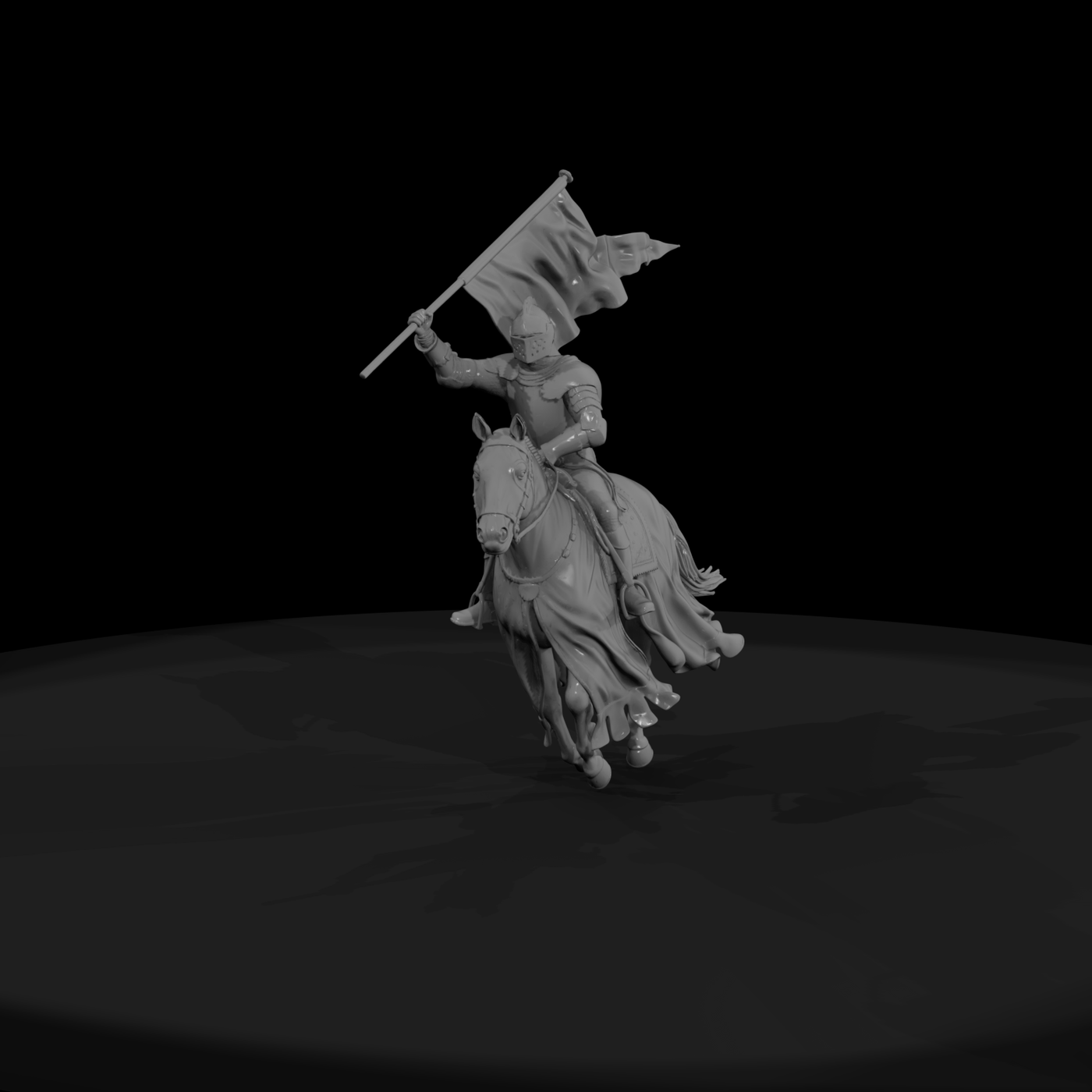 Knight on Galloping Horse — Mounted