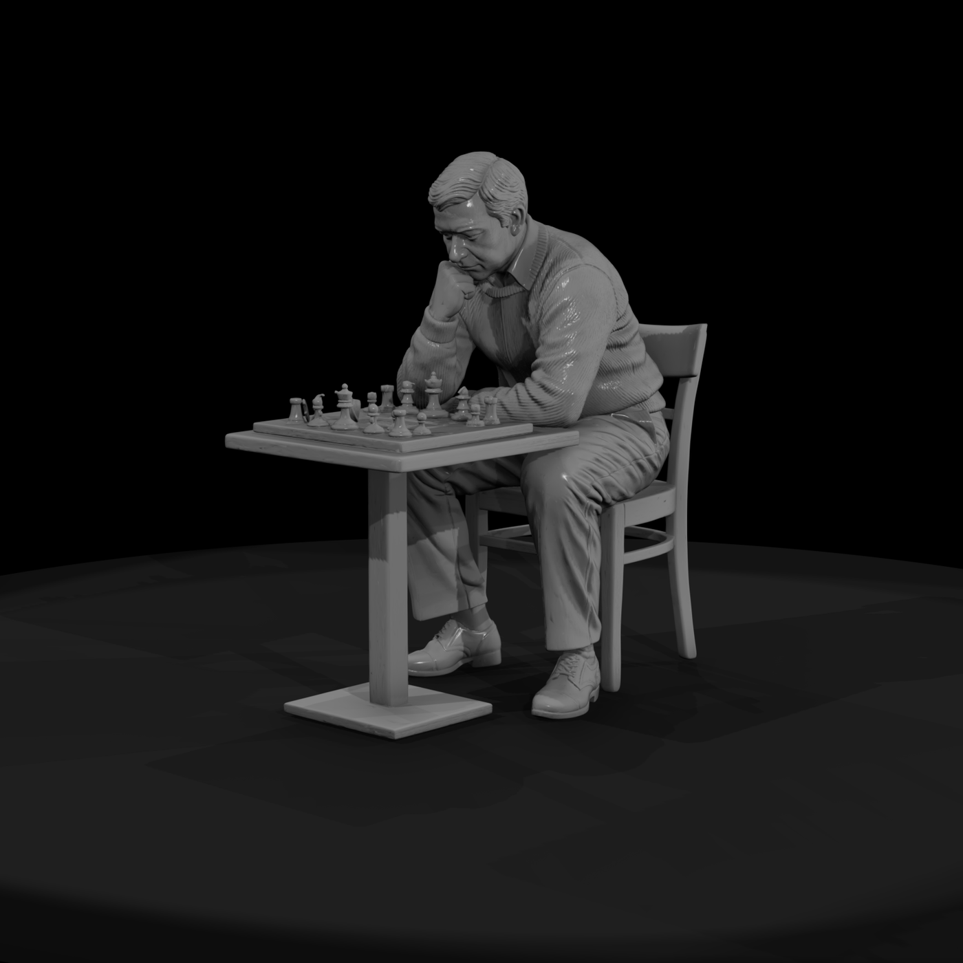 Seated Chess Player in Thought