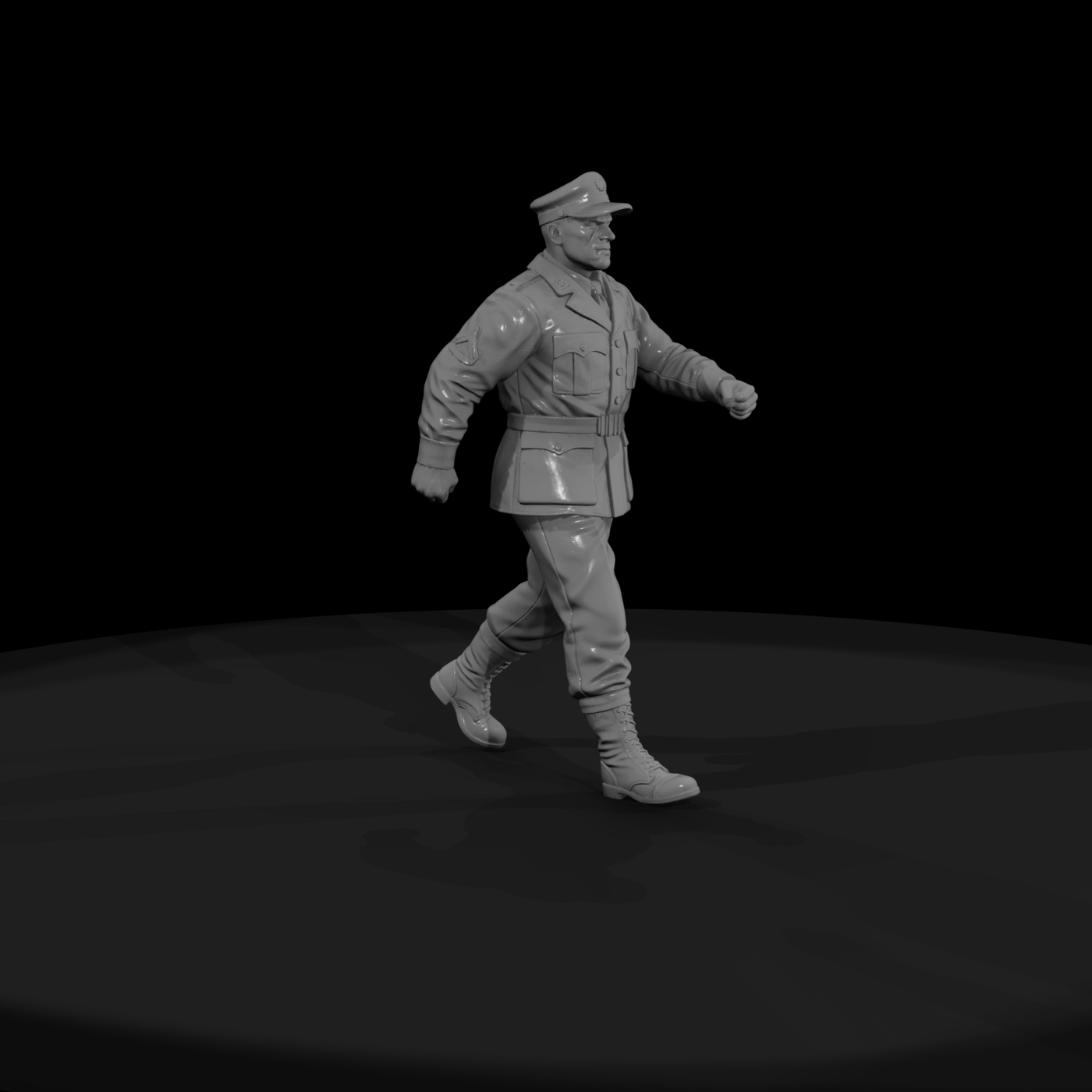 WWII American Army Officer Walking