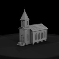 low_poly_untextured_western_church_3d_model — thumbnail 4