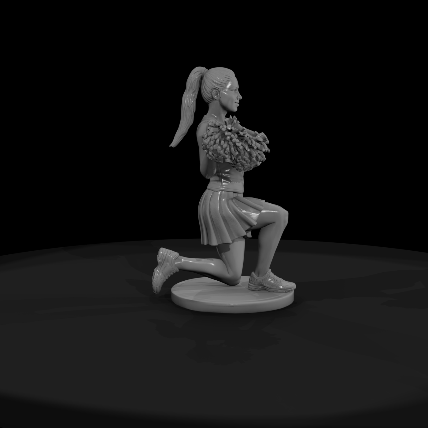 Cheerleader with Pom-Poms in a Lunge