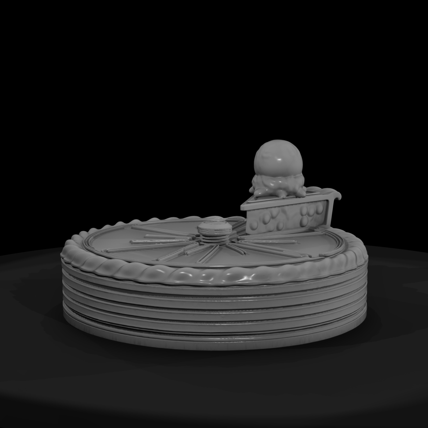 Stylized Pie Cake with Ice Cream Topper