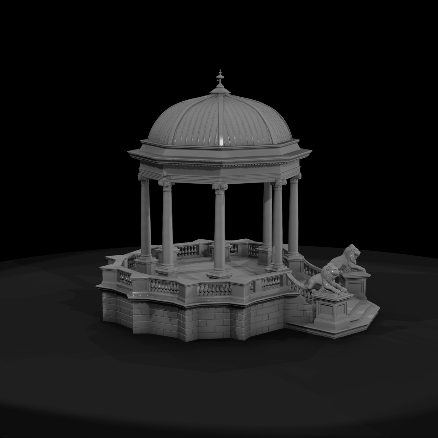 Domed Classical Marble Garden Pavilion