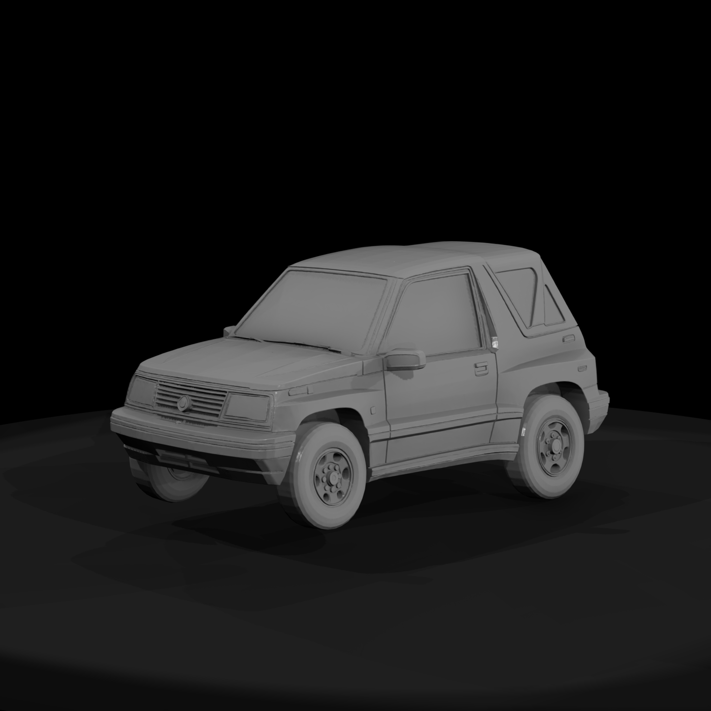 Flat Shaded Vintage 2 Door Compact Suv 3D Model 2C