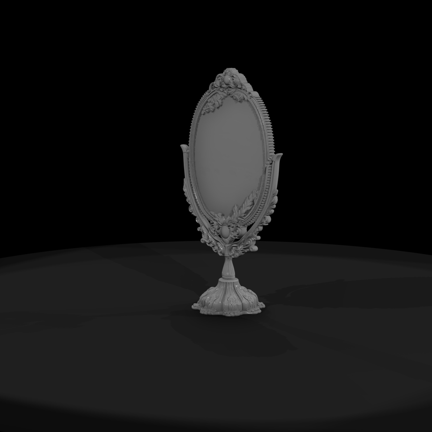 Baroque oval vanity mirror