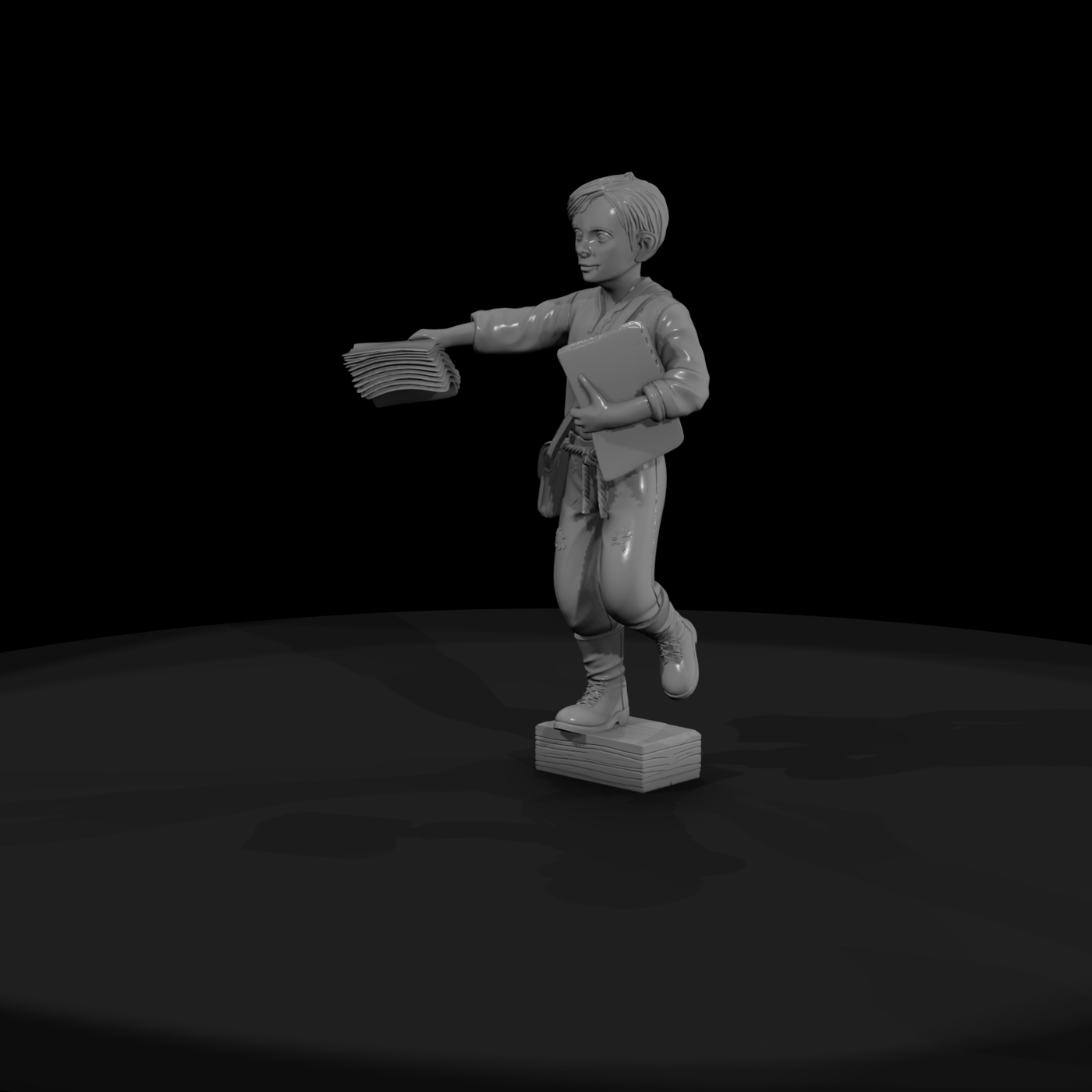 Stylized Newsboy Figure