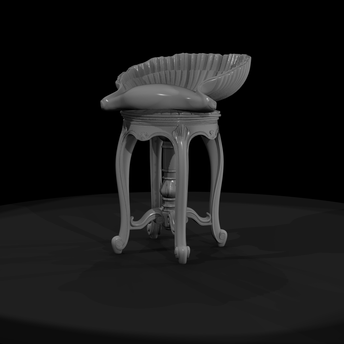 Rococo Shell-Back Vanity Stool