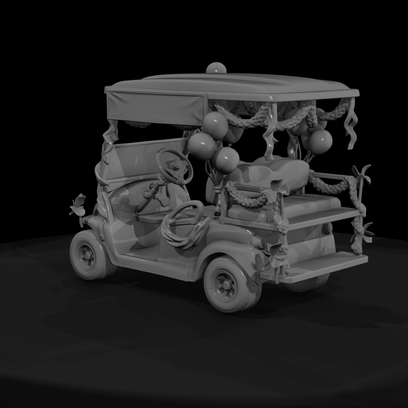 Parade-Decorated Golf Cart with Balloons