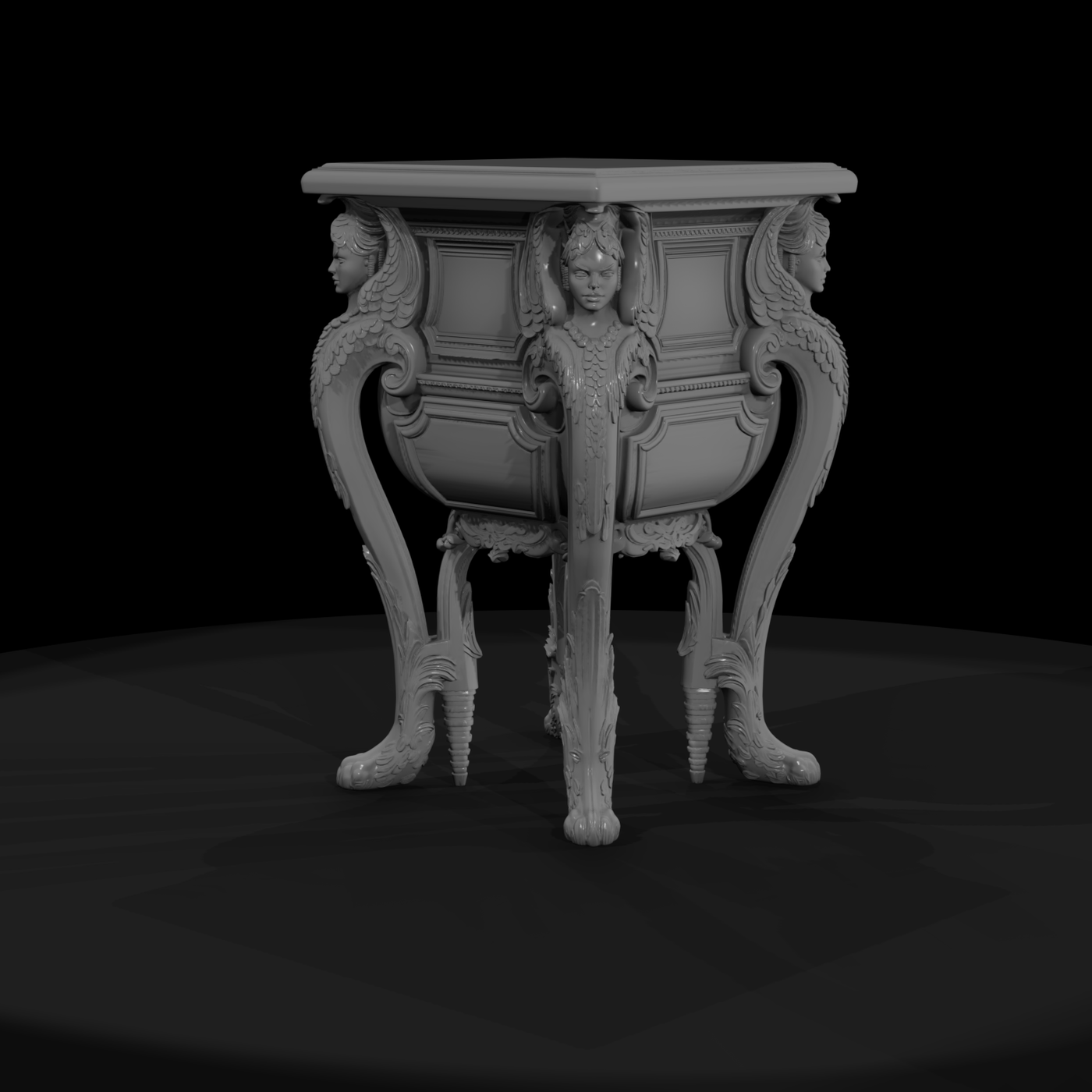 Rococo Winged-Bust Side Table