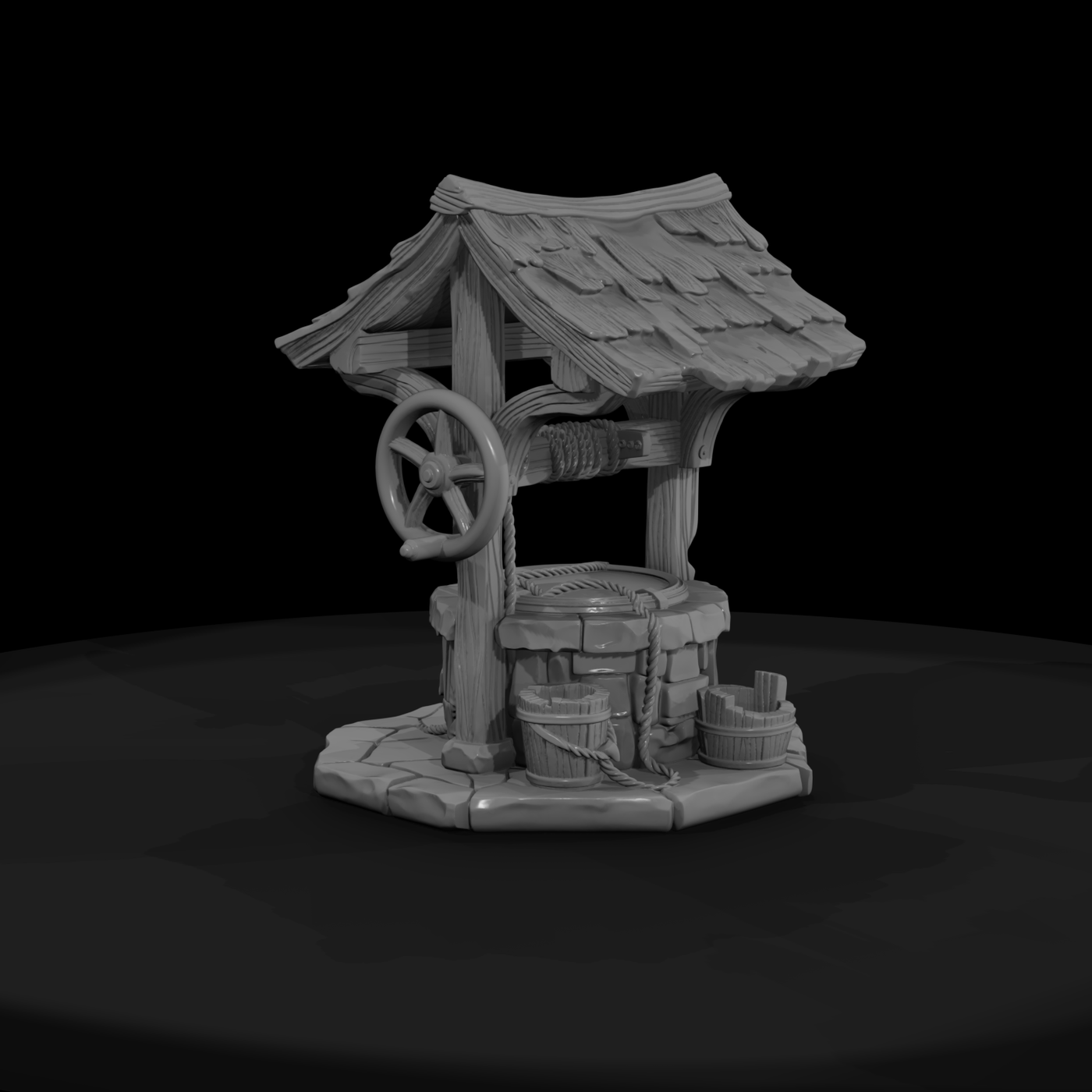 Stylized Rustic Medieval Wishing Well