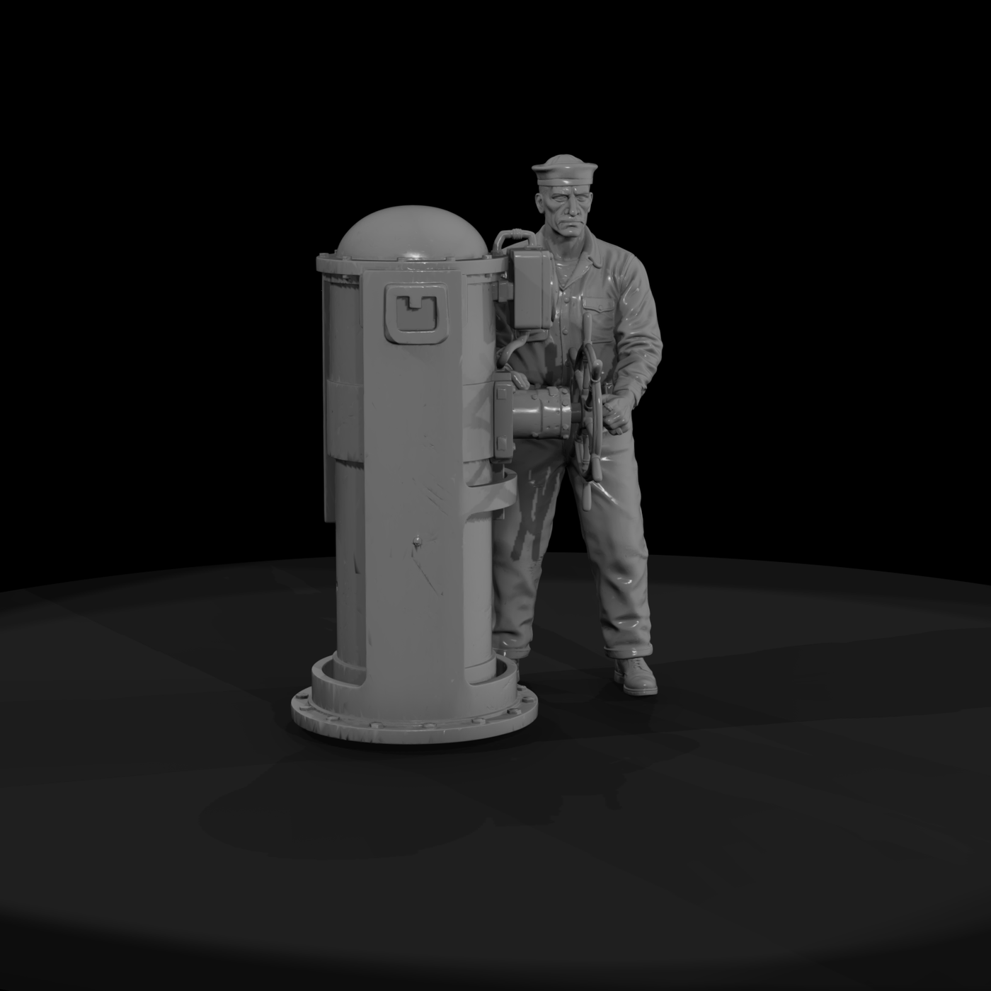 Naval Helmsman at the Ship's Wheel