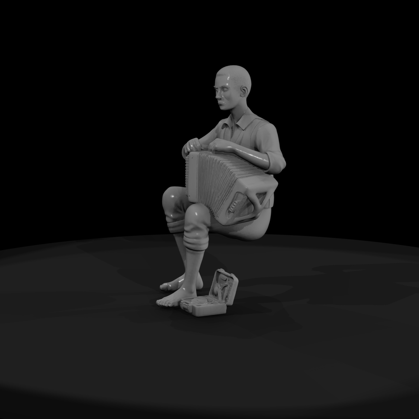 Accordion Street Musician — Seated
