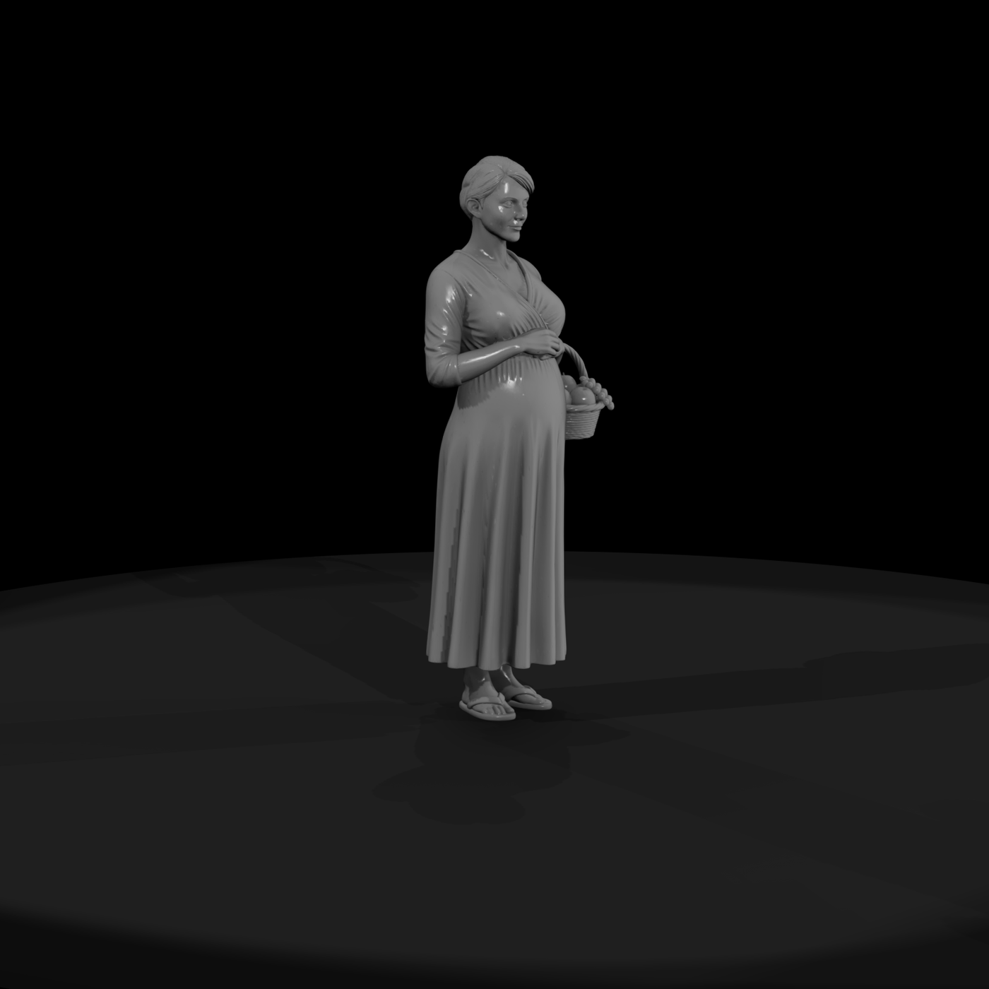 Pregnant Woman with Fruit Basket