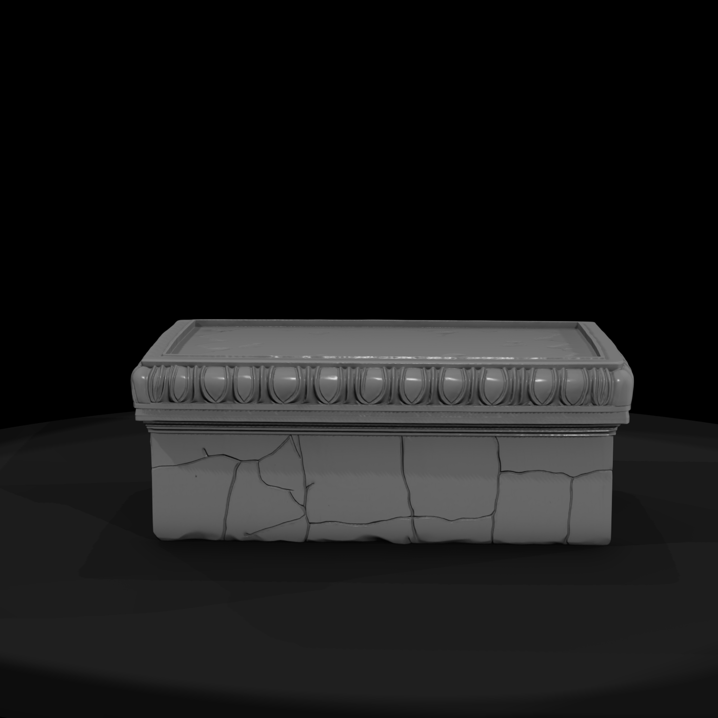 Weathered ancient sarcophagus lid