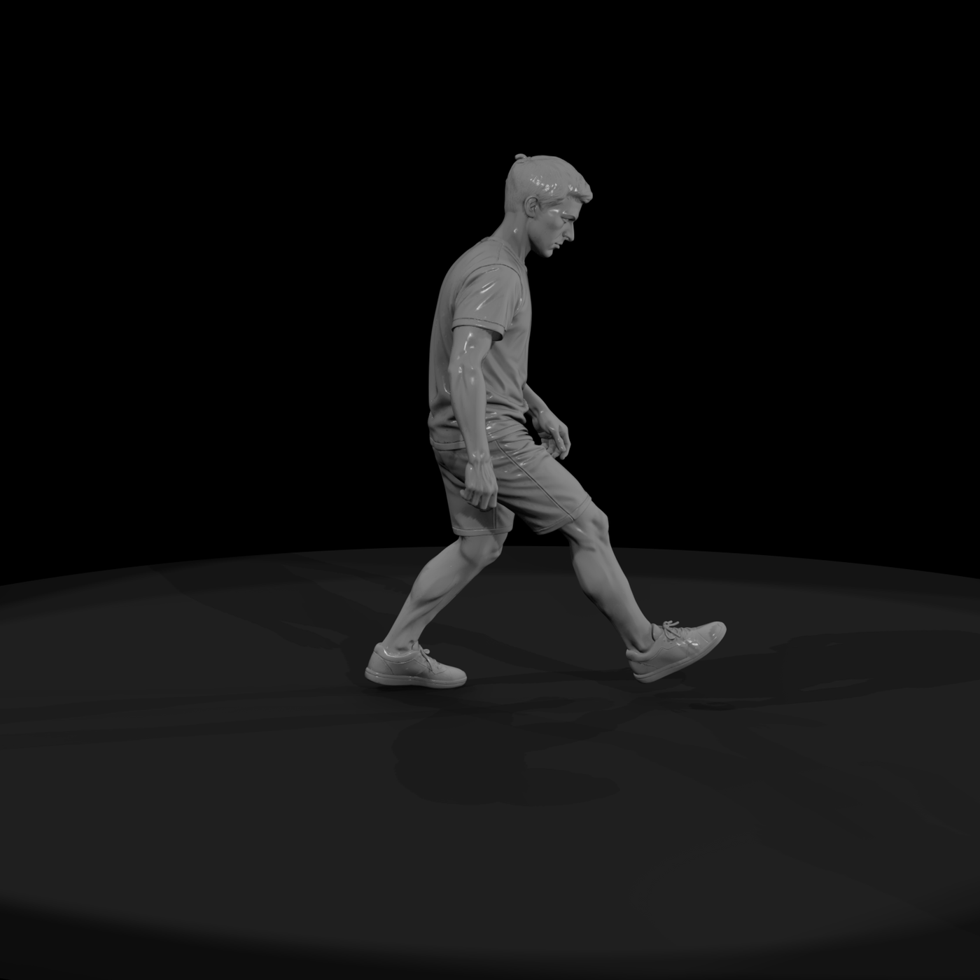 Man Playing Hacky Sack Mid-Stride