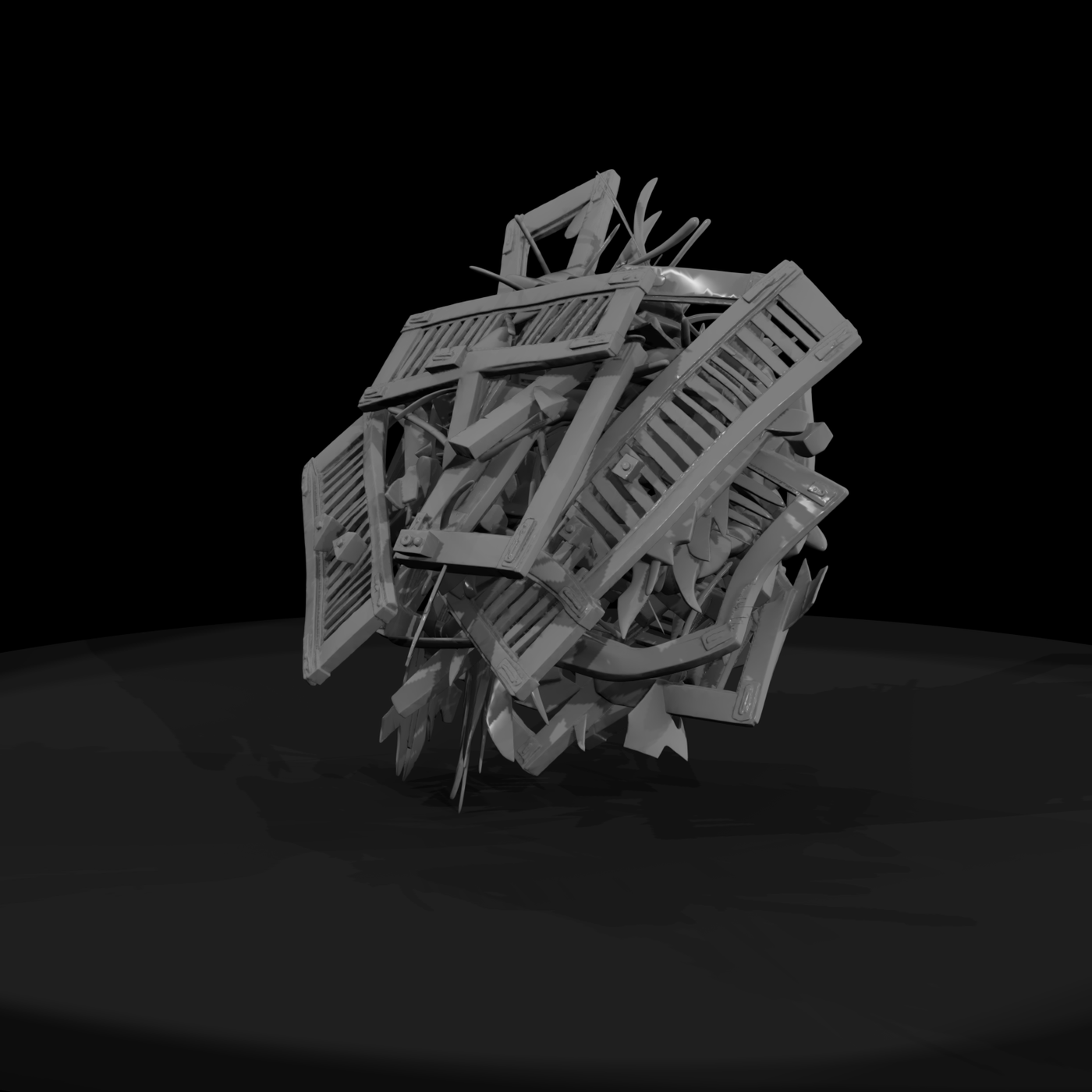Weathered Wooden Shutter Debris Cluster