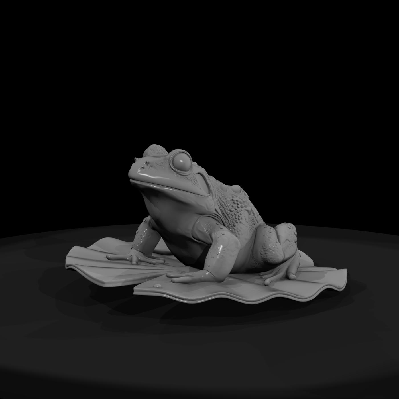 Sculpted Toad on Lily Pad