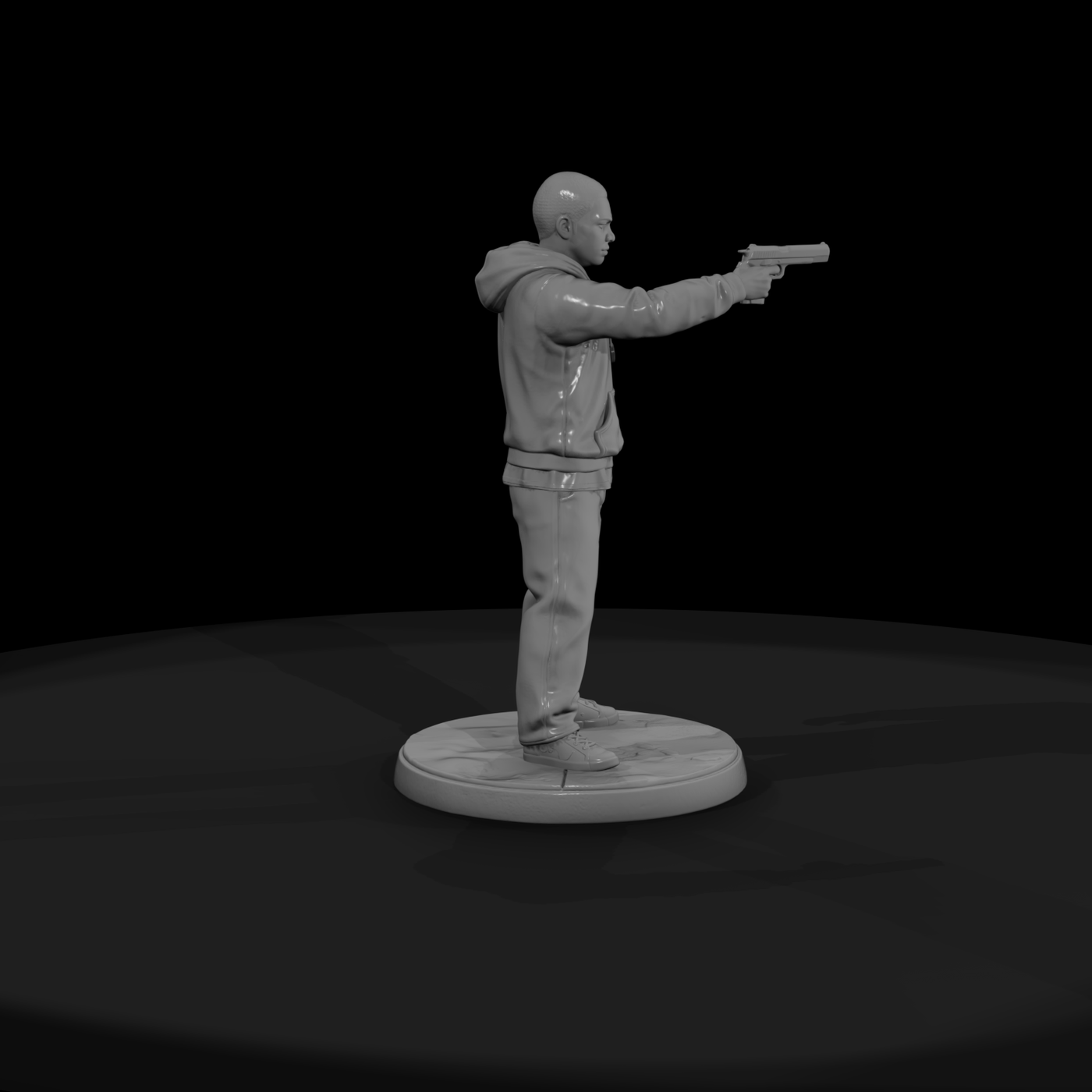 Street Gunman in Hooded Sweatshirt
