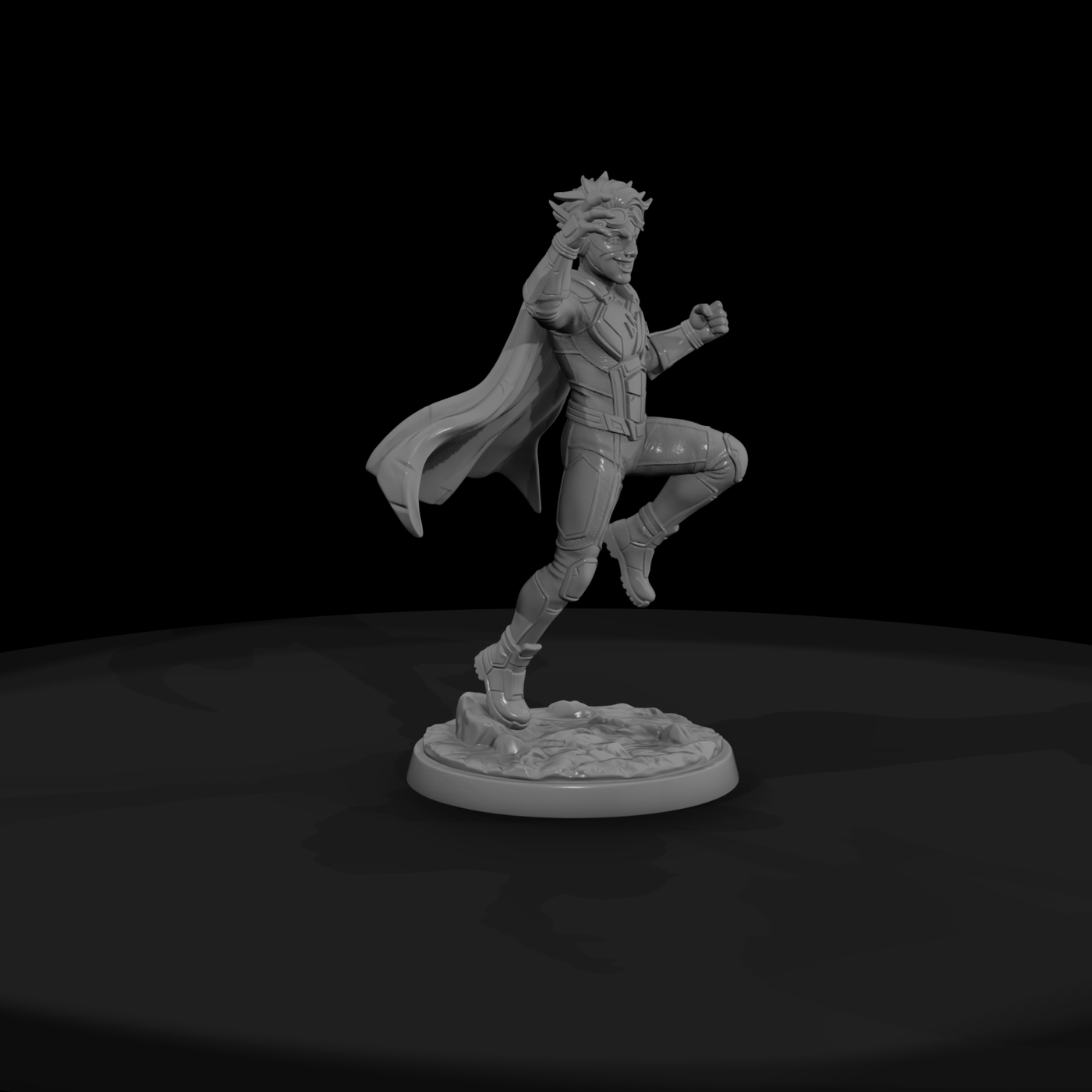 Young Superhero in Flight Pose