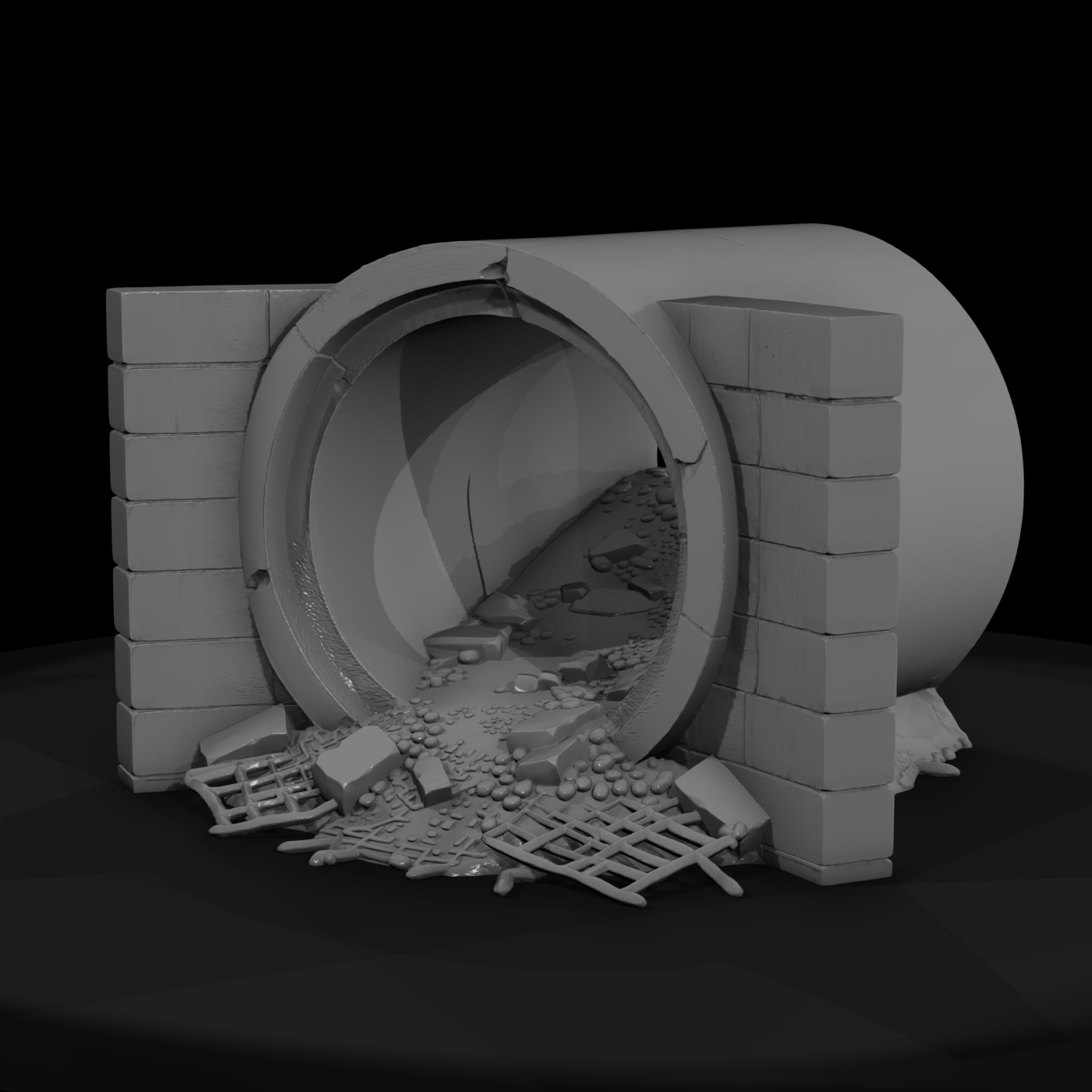 Damaged Concrete Sewer Tunnel — Entrance