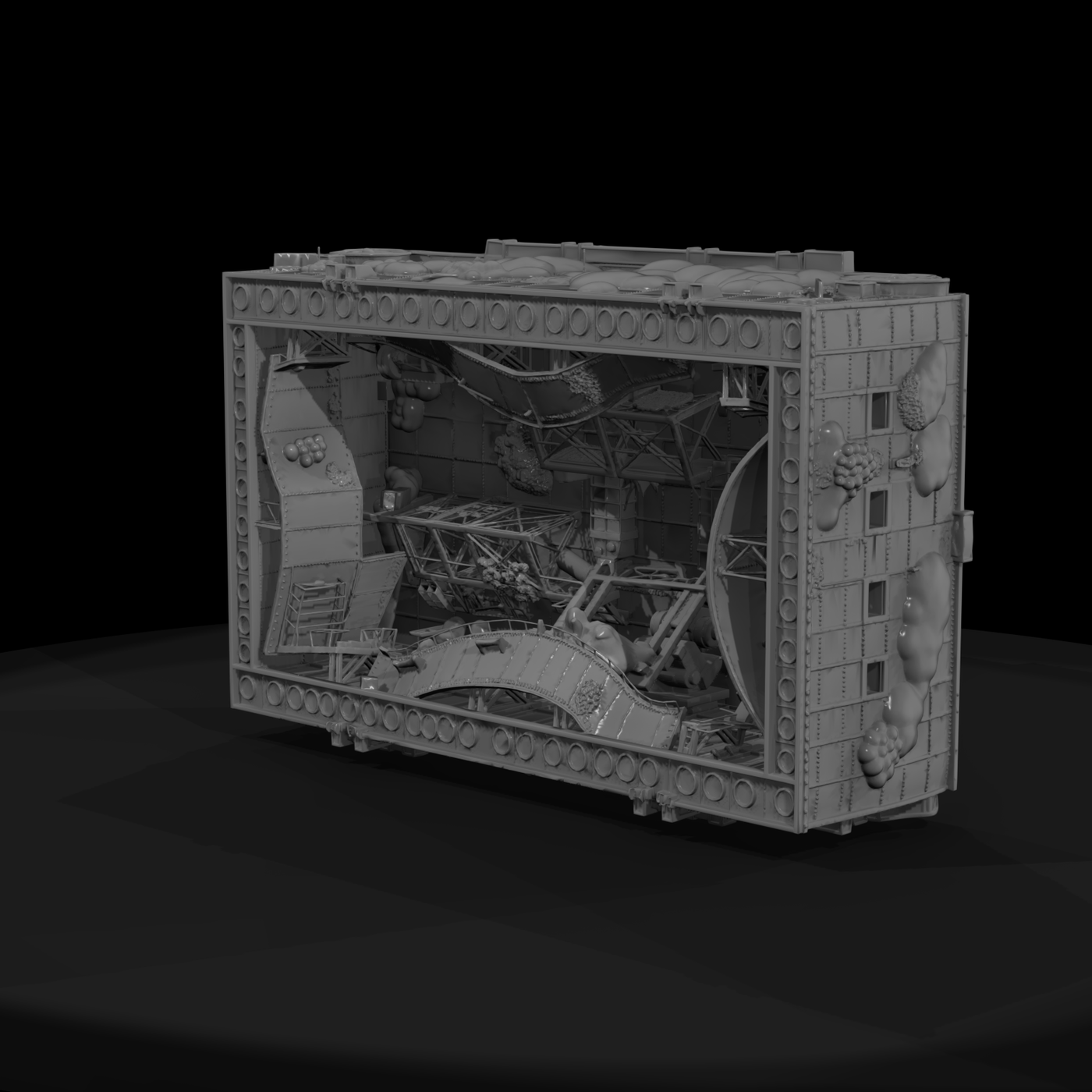 Sunken Shipwreck Vignette — Hard-Surface Wreck