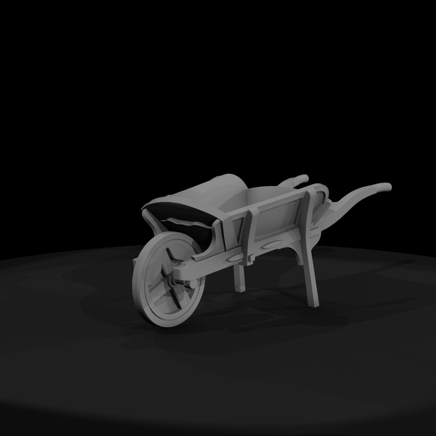 Stylized Low-Poly Wheelbarrow