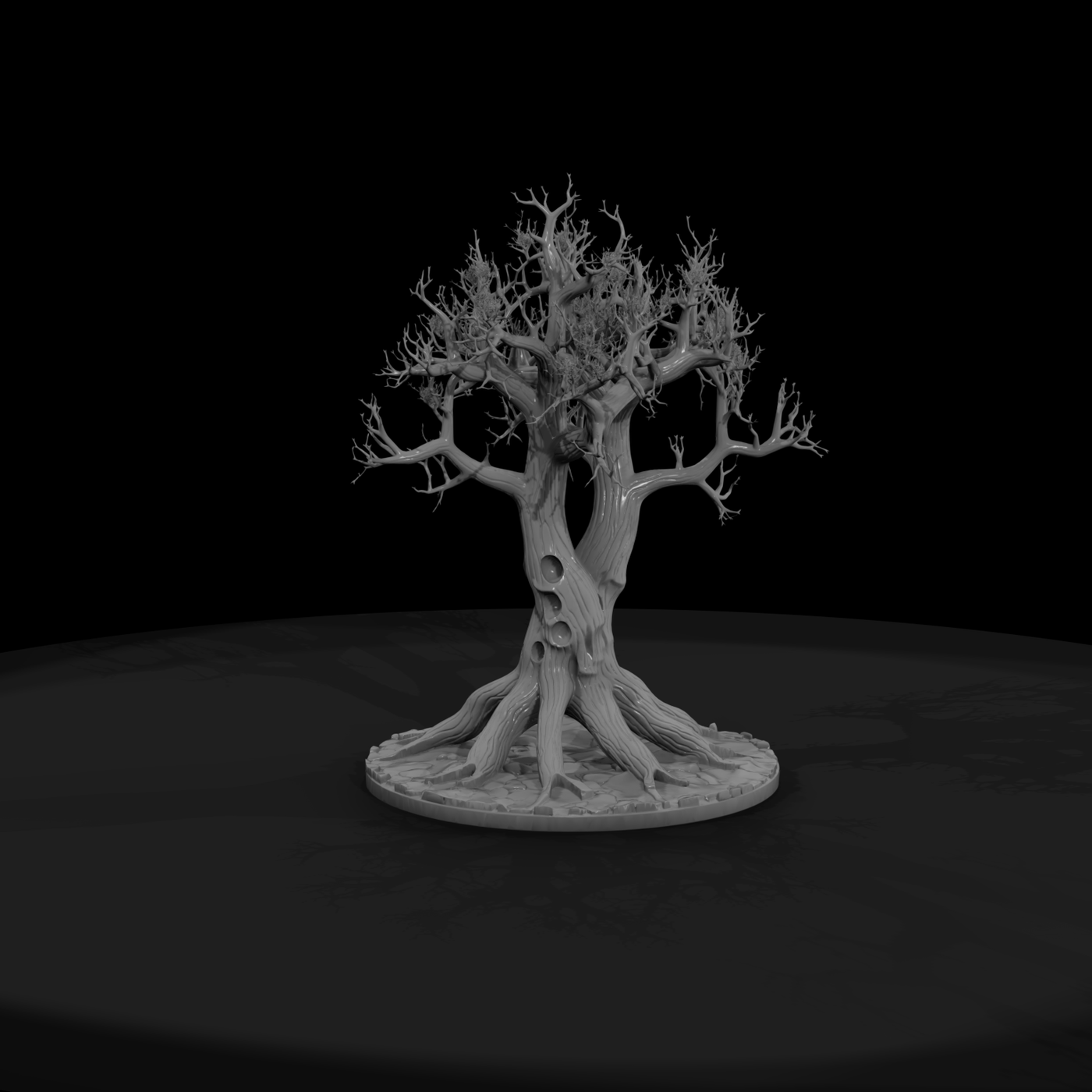 Stylized Twisted Barren Tree (Round Base)