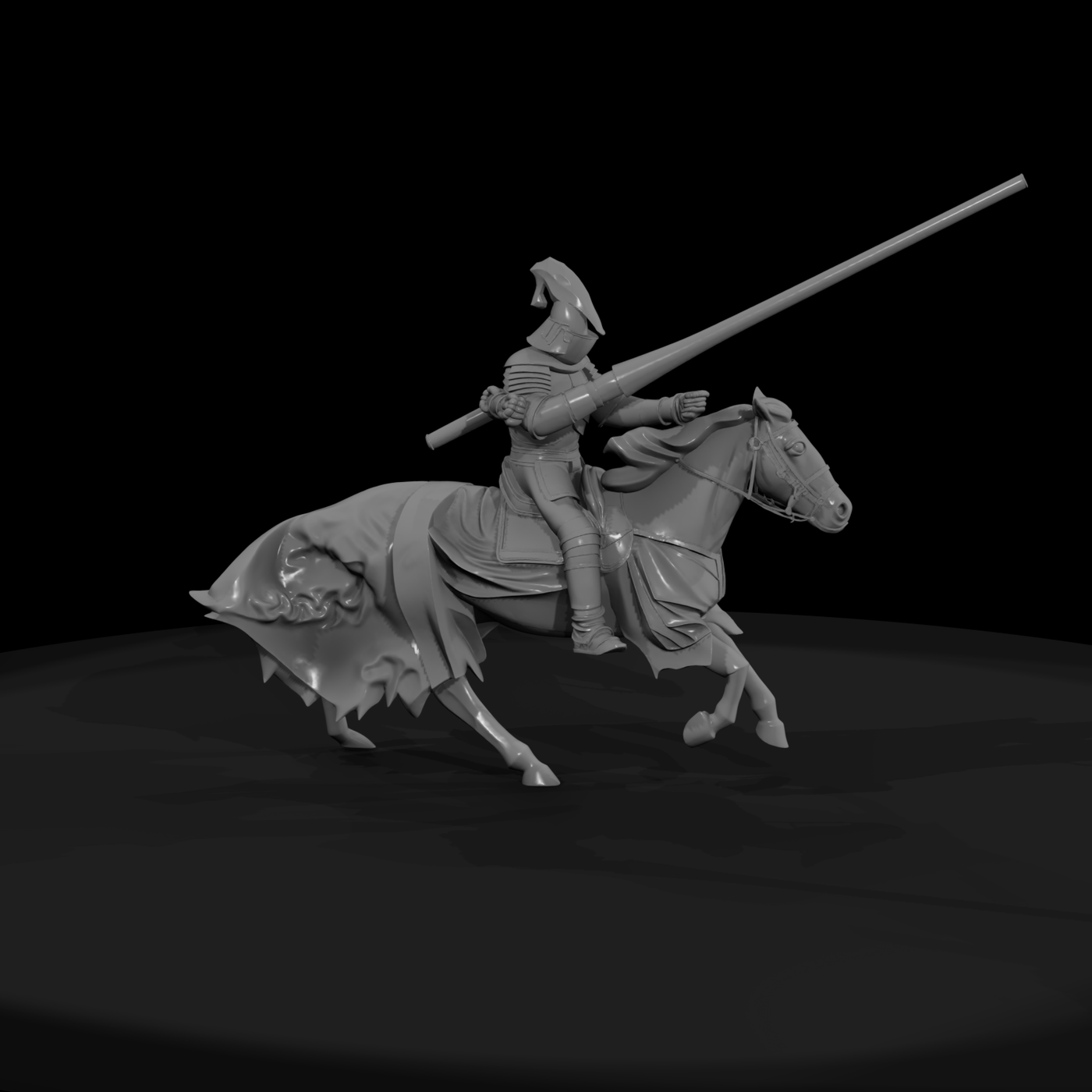 Medieval Jousting Knight on Horseback — Paintable