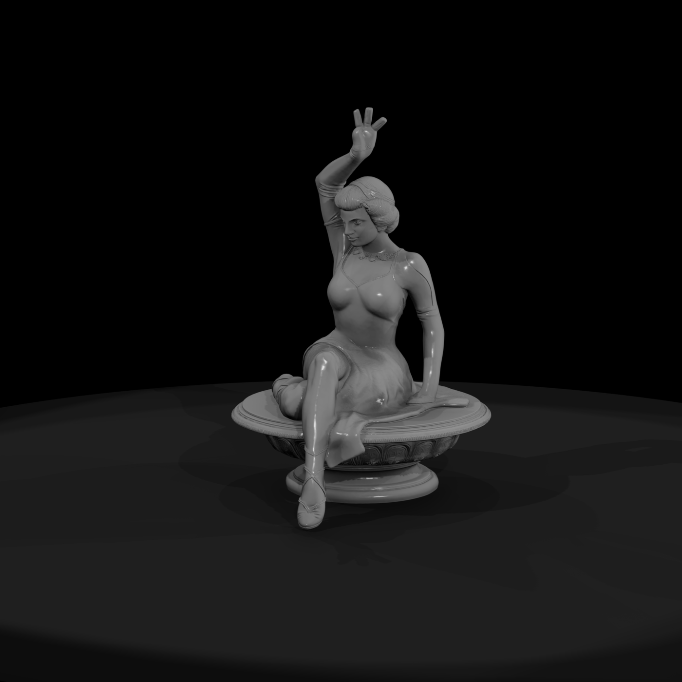 Art Deco Seated Showgirl Statue