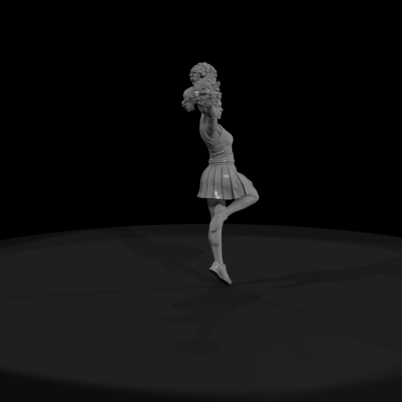 Cheerleader Jumping with Pom-Poms