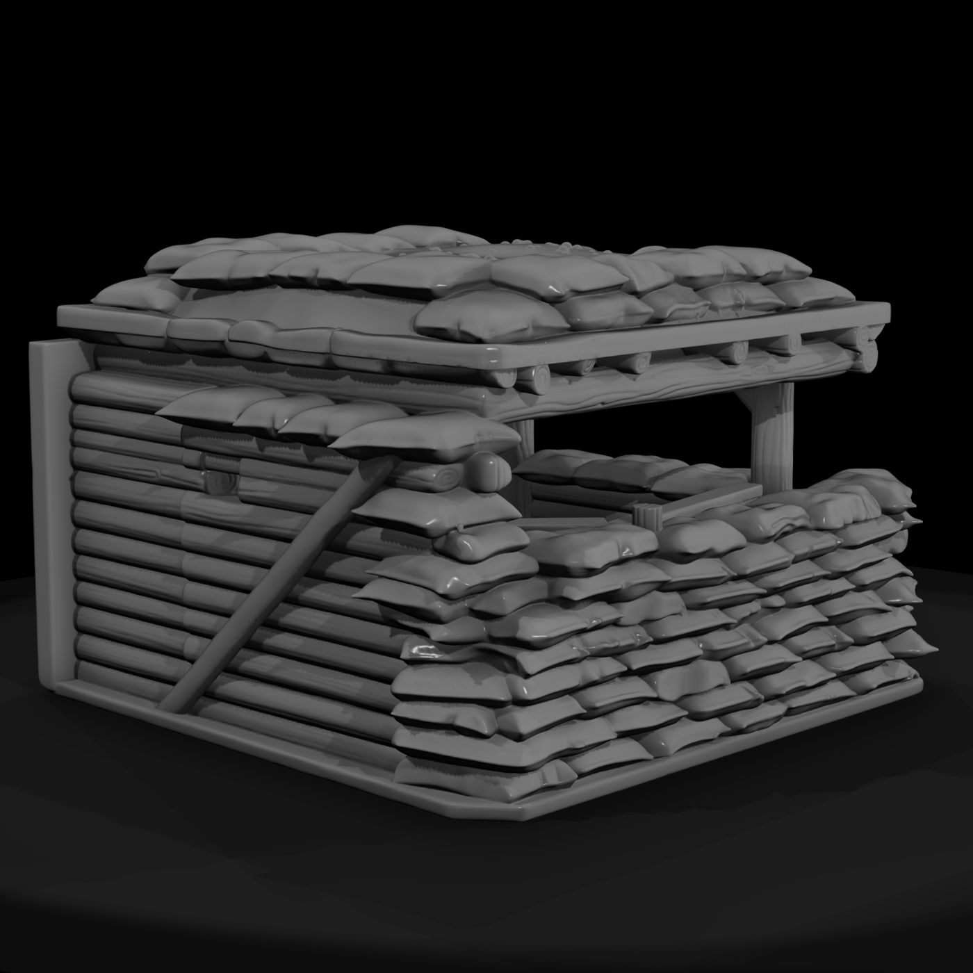 Sandbagged Fighting Position with Overhead Cover