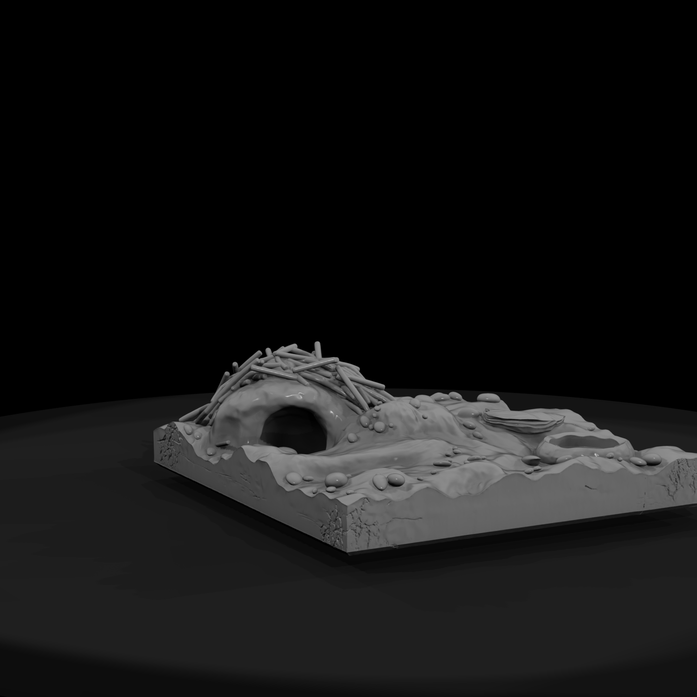 Forest Terrain Base with Animal Burrow