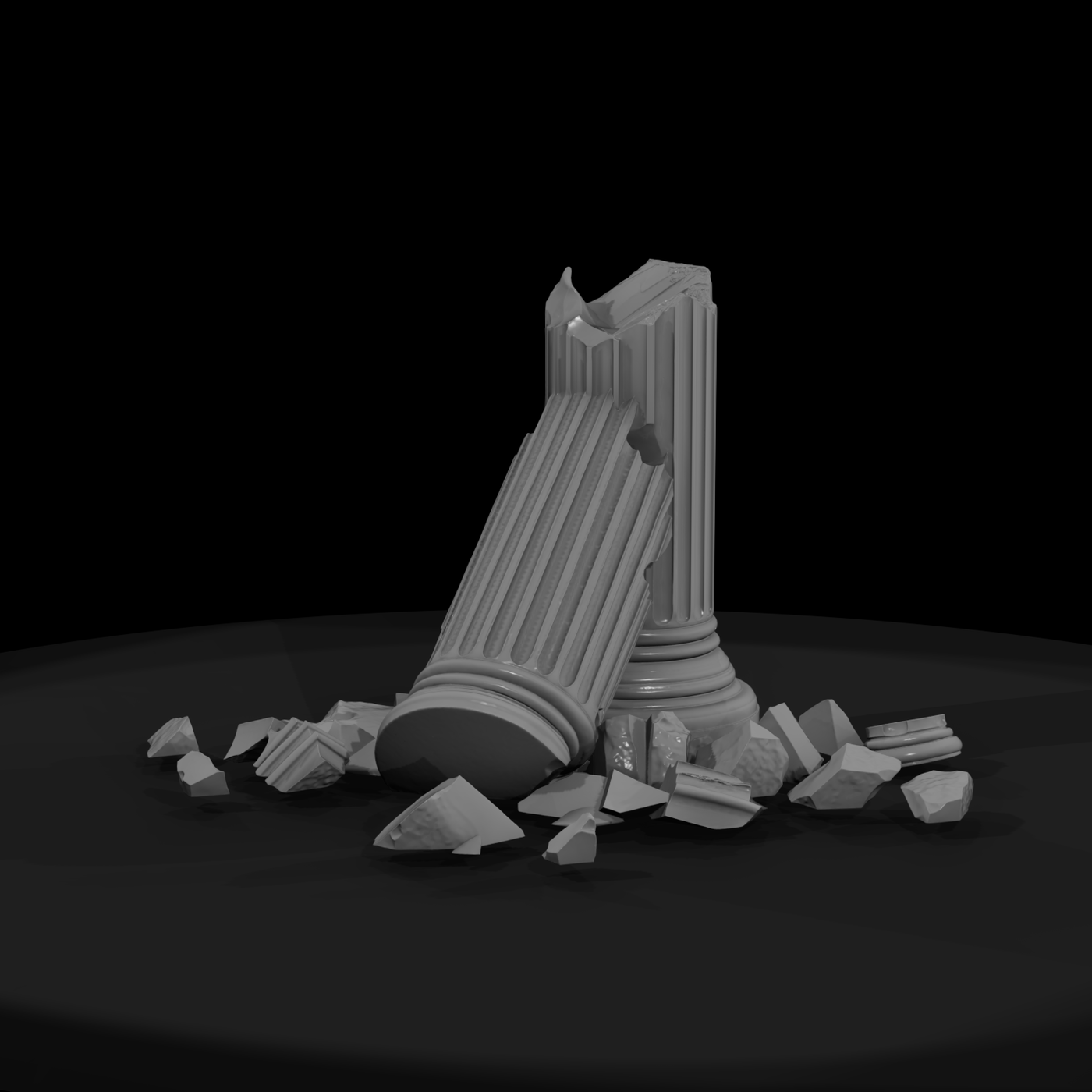 Broken Fluted Classical Column Ruin