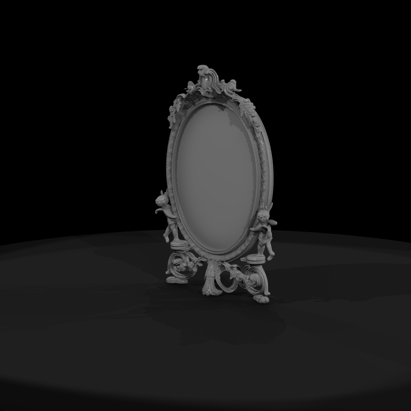 Rococo Cherub Oval Vanity Mirror