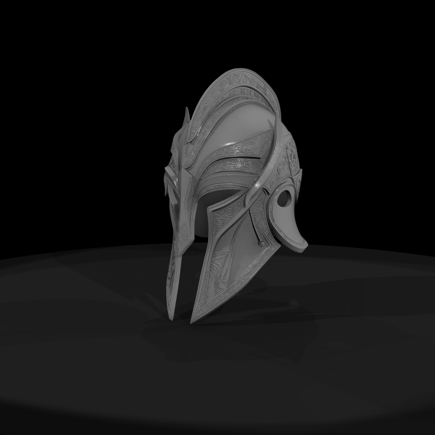 Ornate stylized fantasy knight helmet