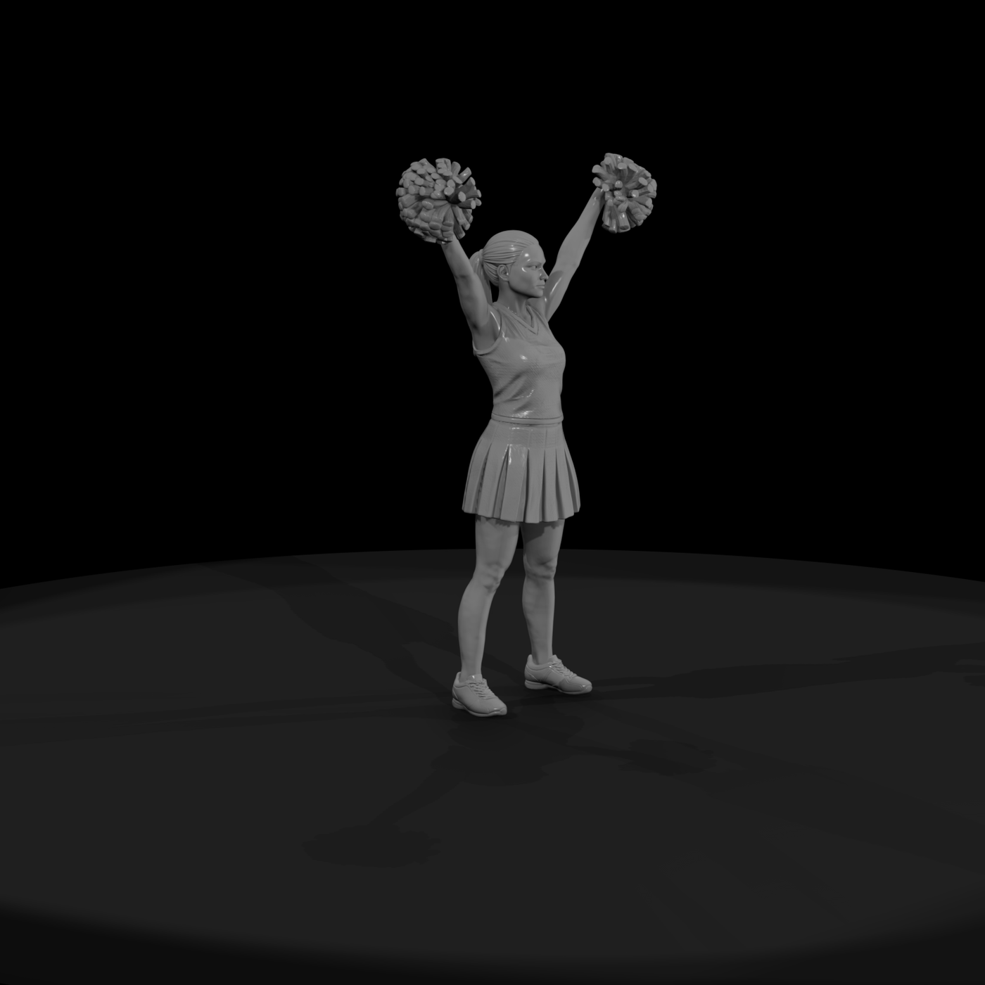 Cheerleader with Raised Pom-Poms
