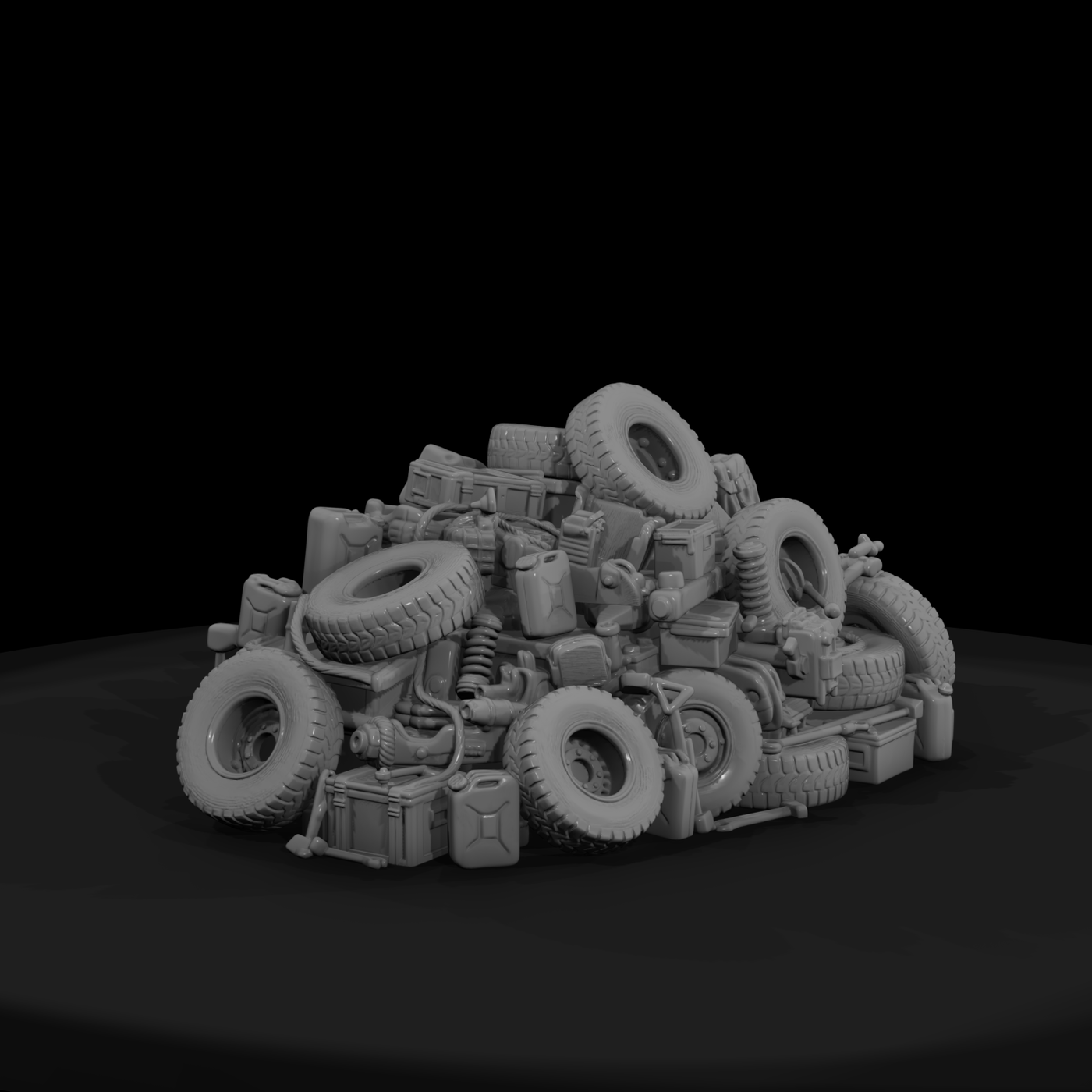 Mil 279 Modern Desert Tire Parts Pile