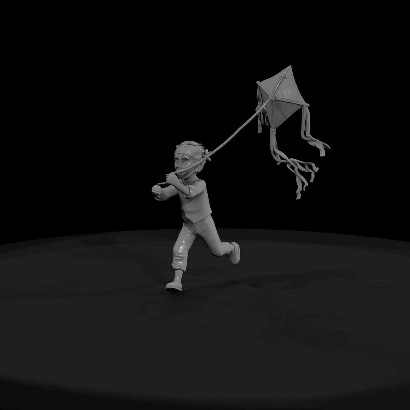 Boy Flying Kite — Stylized