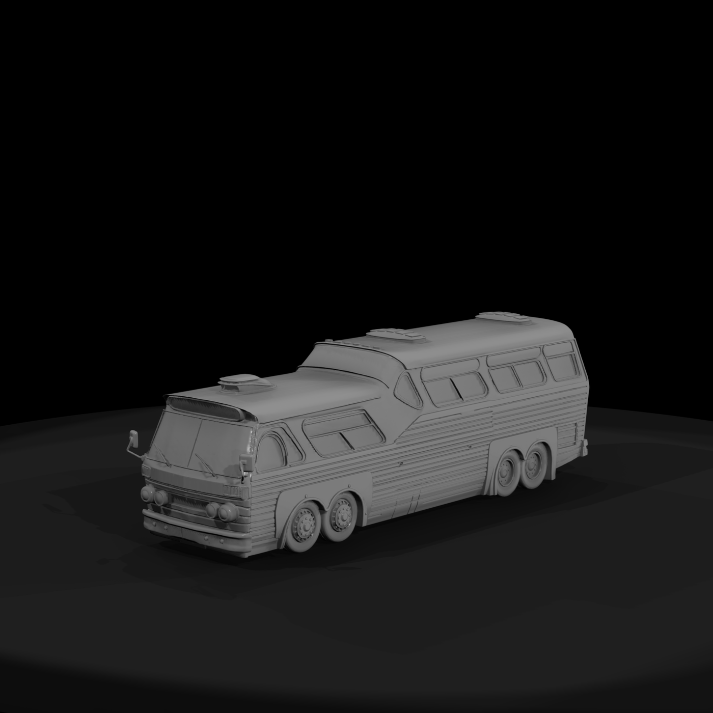 Flat Shaded Untextured Vintage Tour Bus 3D Model 0
