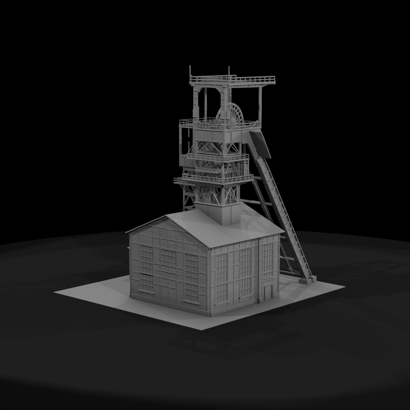 Mine Headframe with Conveyor