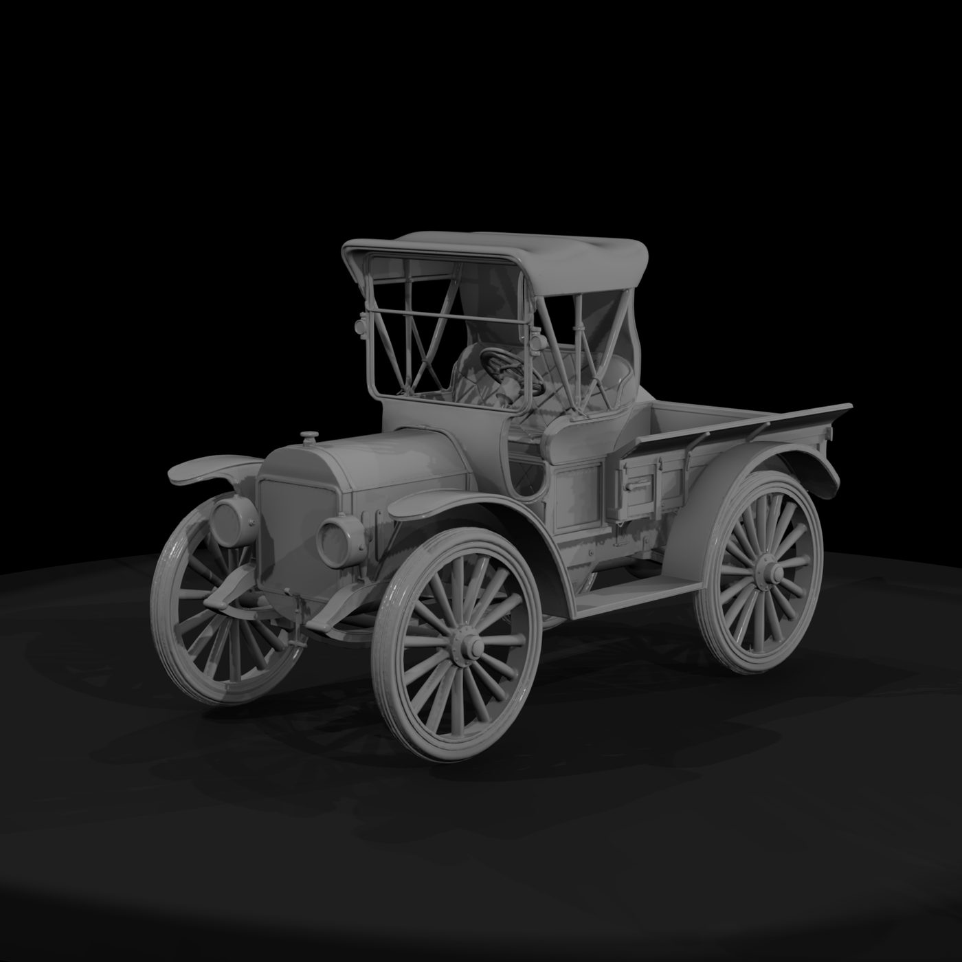 Antique Open-Cab Pickup Truck (Early 1900s)