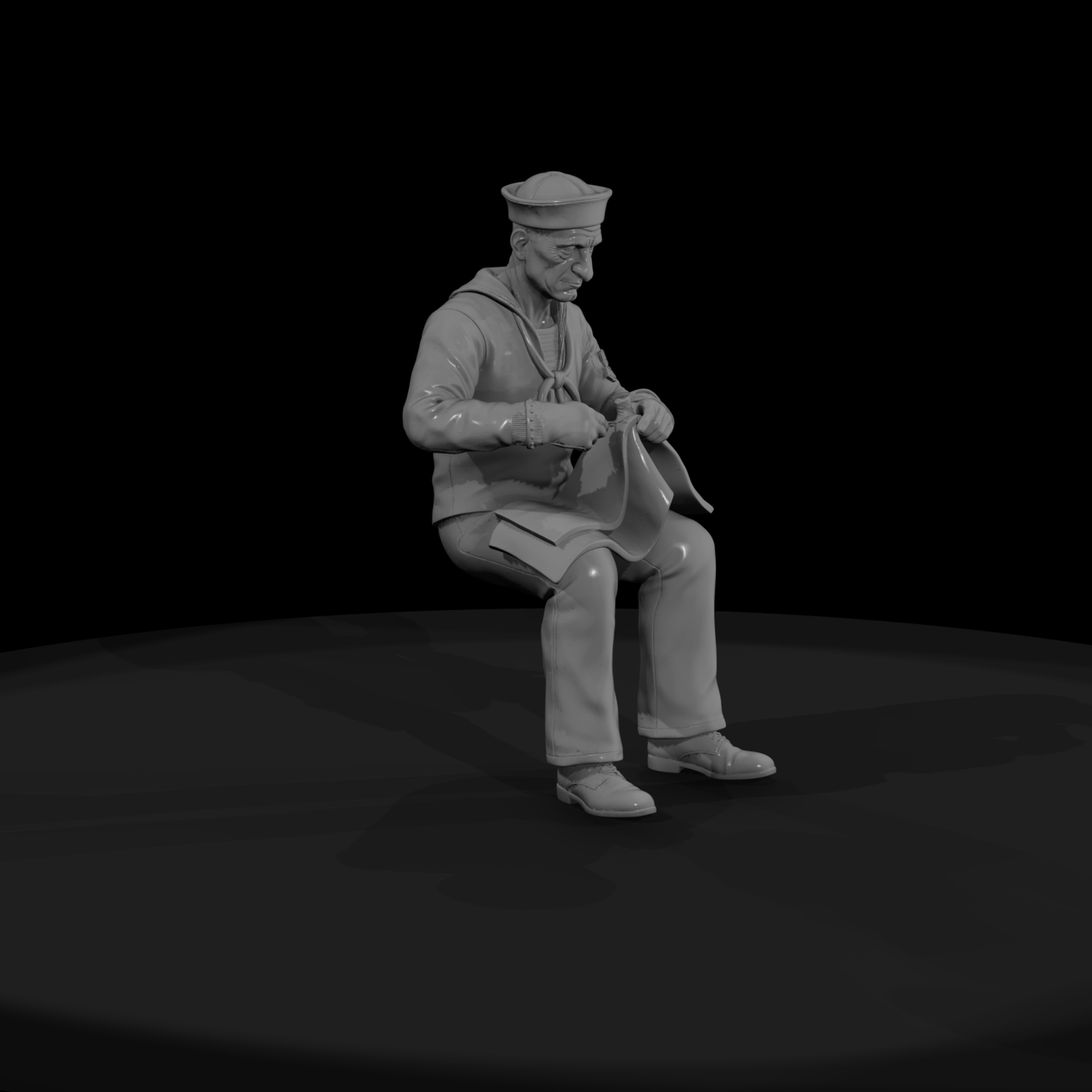 WWII US Navy Sailor Seated