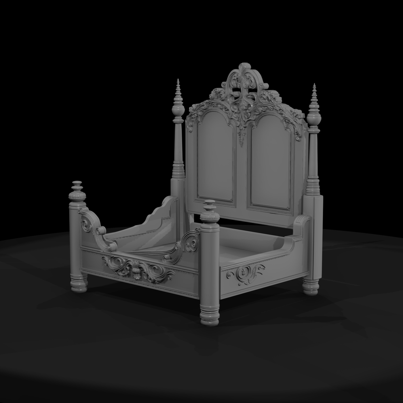 Victorian Rococo Four-Poster Bed Frame