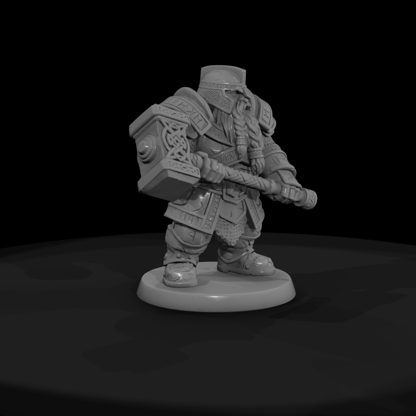 Armored Dwarf Warrior with Warhammer
