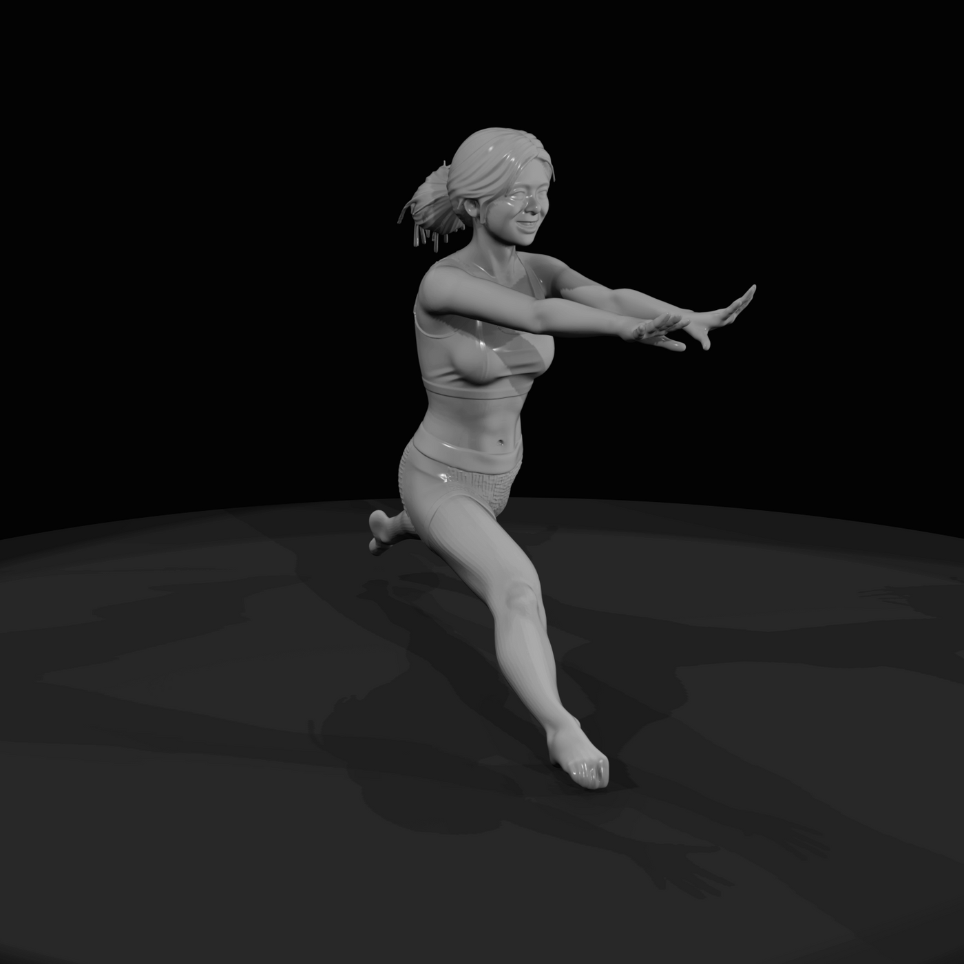 Athletic Woman in Dynamic Fitness Pose
