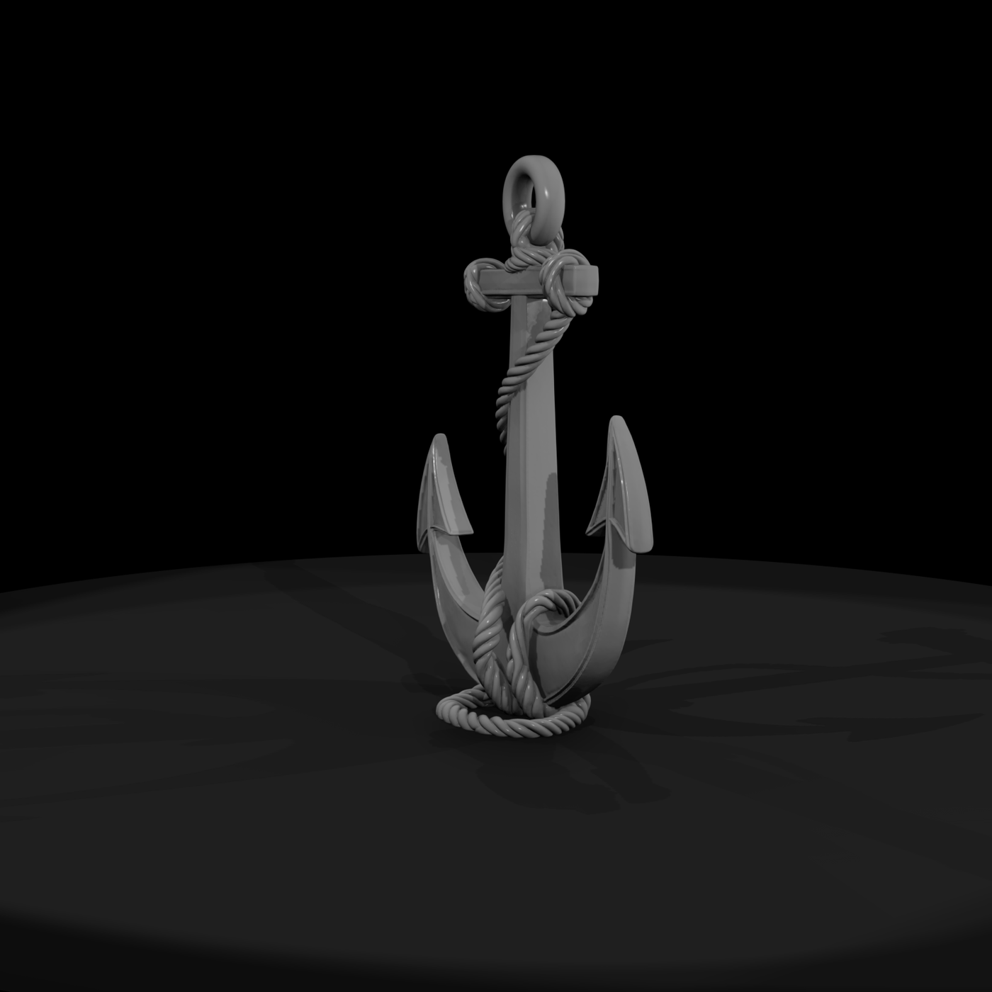 Stylized Nautical Anchor with Rope — & Display Prop