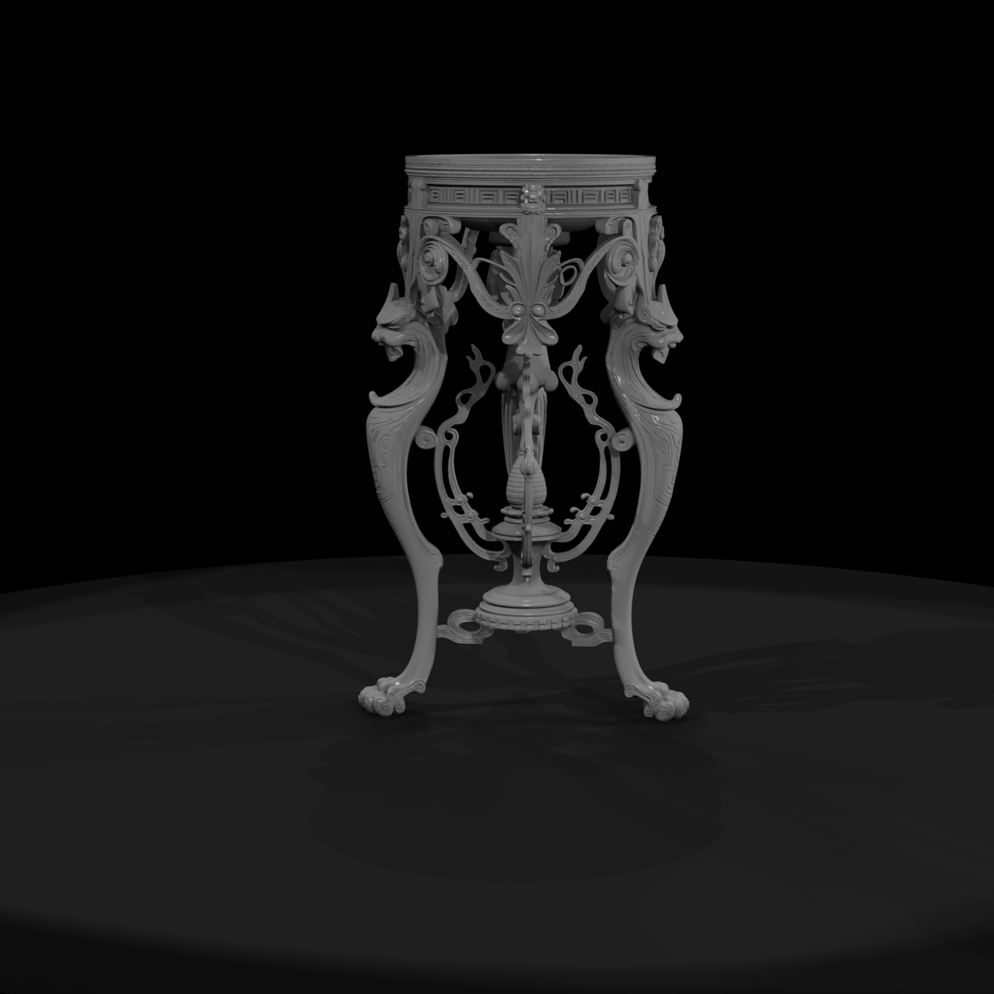 Baroque Gryphon Accent Table — Pedestal
