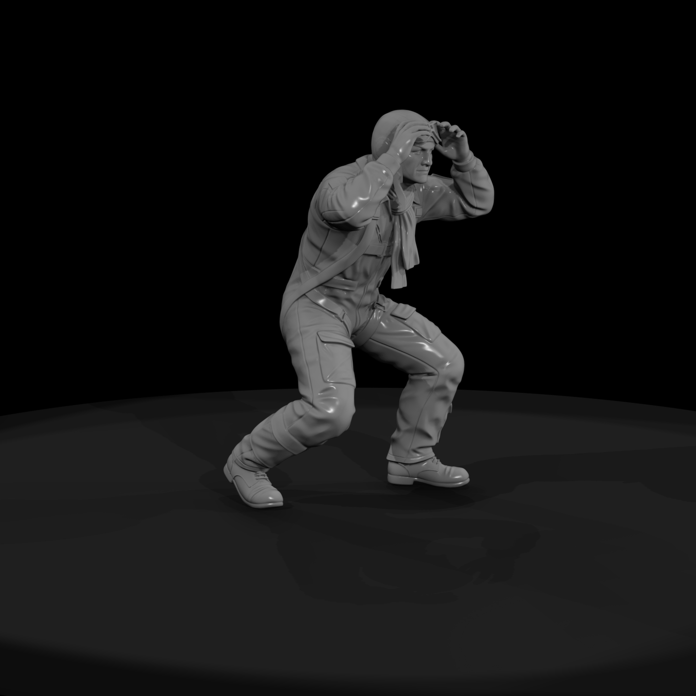 WWII Pilot Figure (Flight Suit, Kneeling)