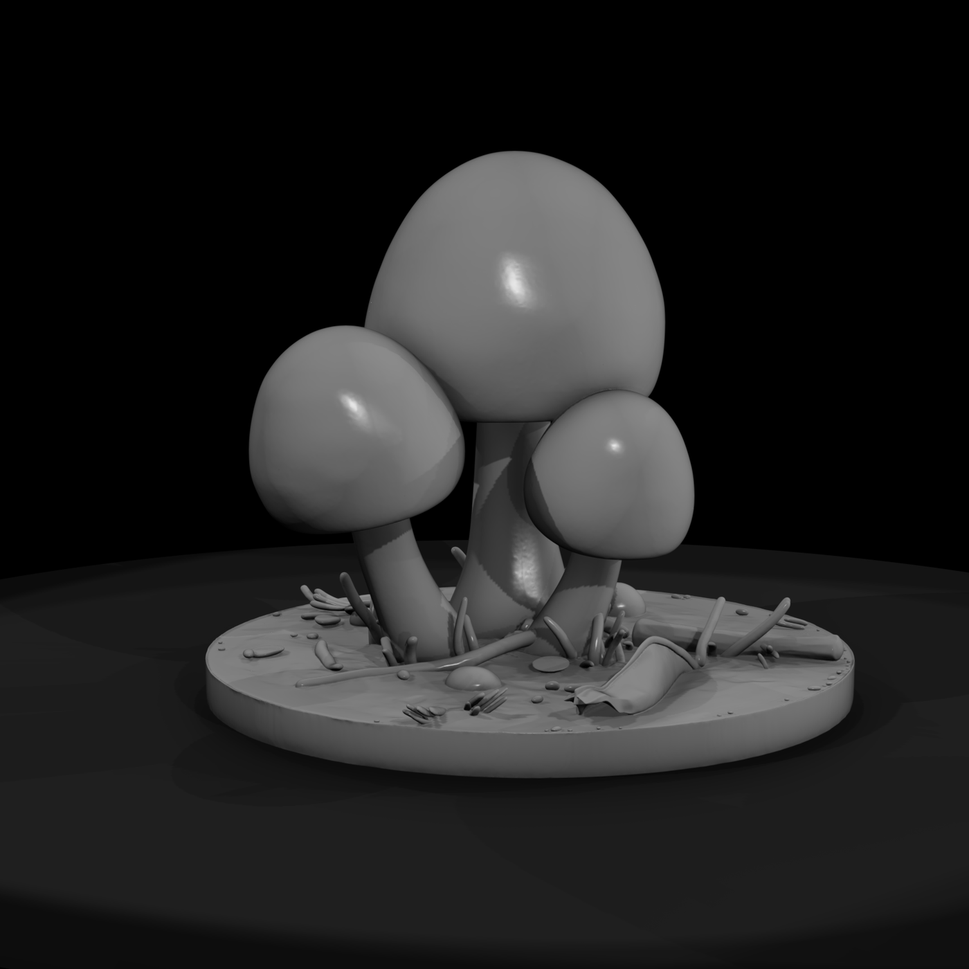 Stylized Forest Mushroom Cluster