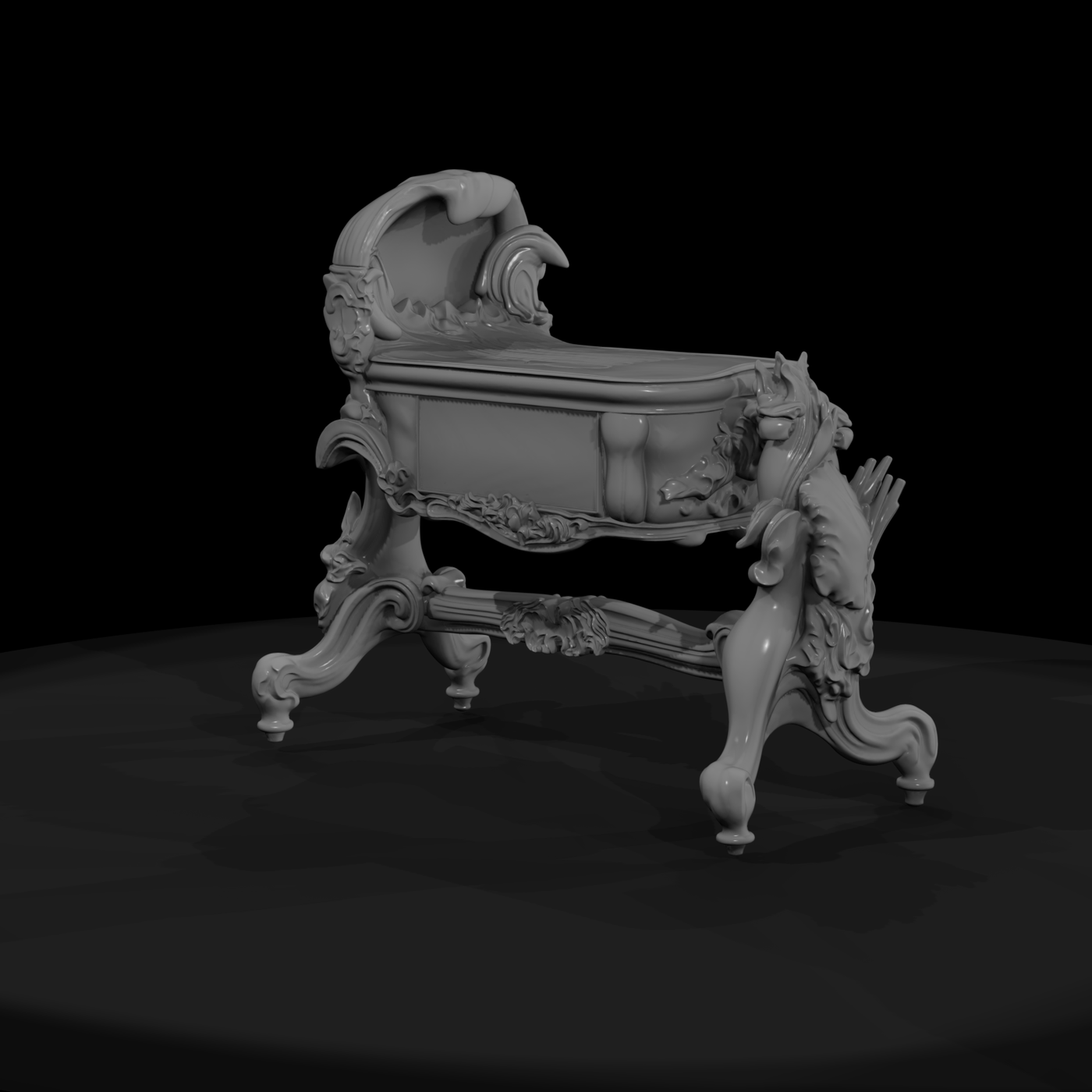 Rococo carved vanity bench